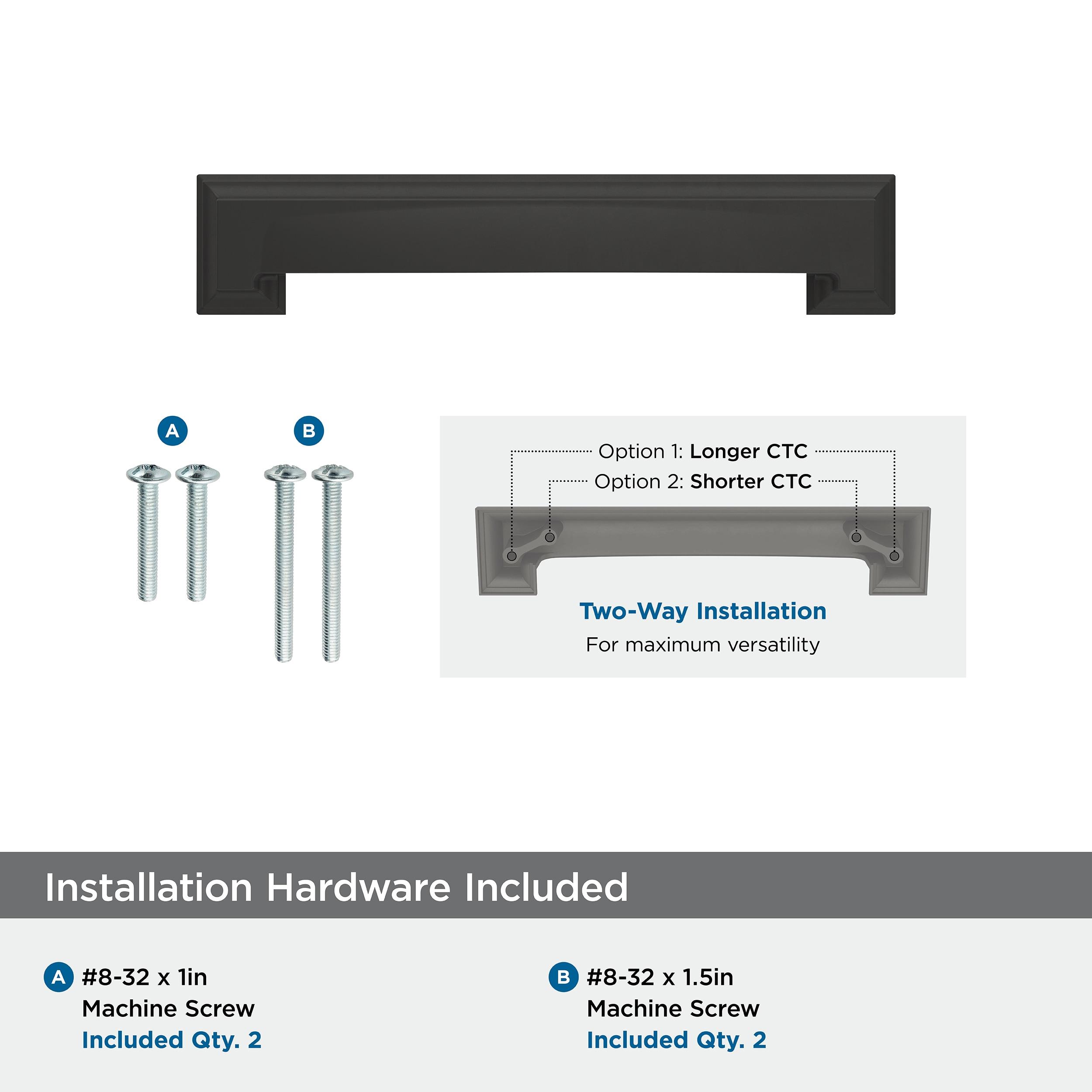 Amerock Appoint 5-1/16 inch or 6-5/16 inch (128mm or 160mm) Center-to-Center Matte Black Cabinet Cup Pull