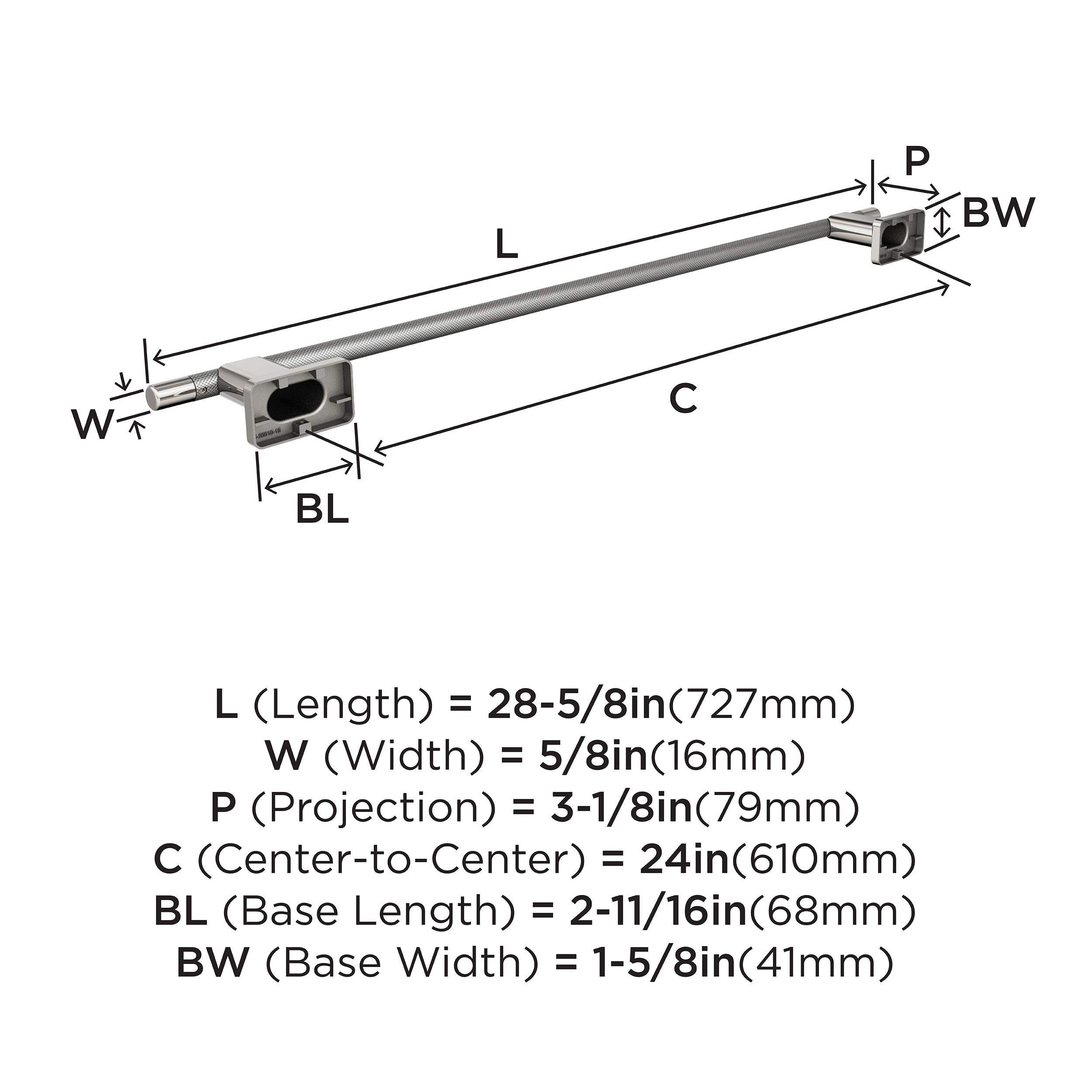 Amerock Esquire Polished Nickel/Stainless Steel 24 inch (610mm) Towel Bar