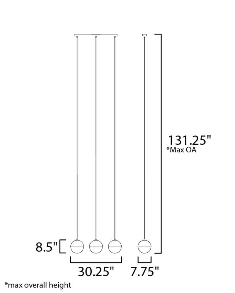 Hastings 3 Light Glass Dimmable Pendant