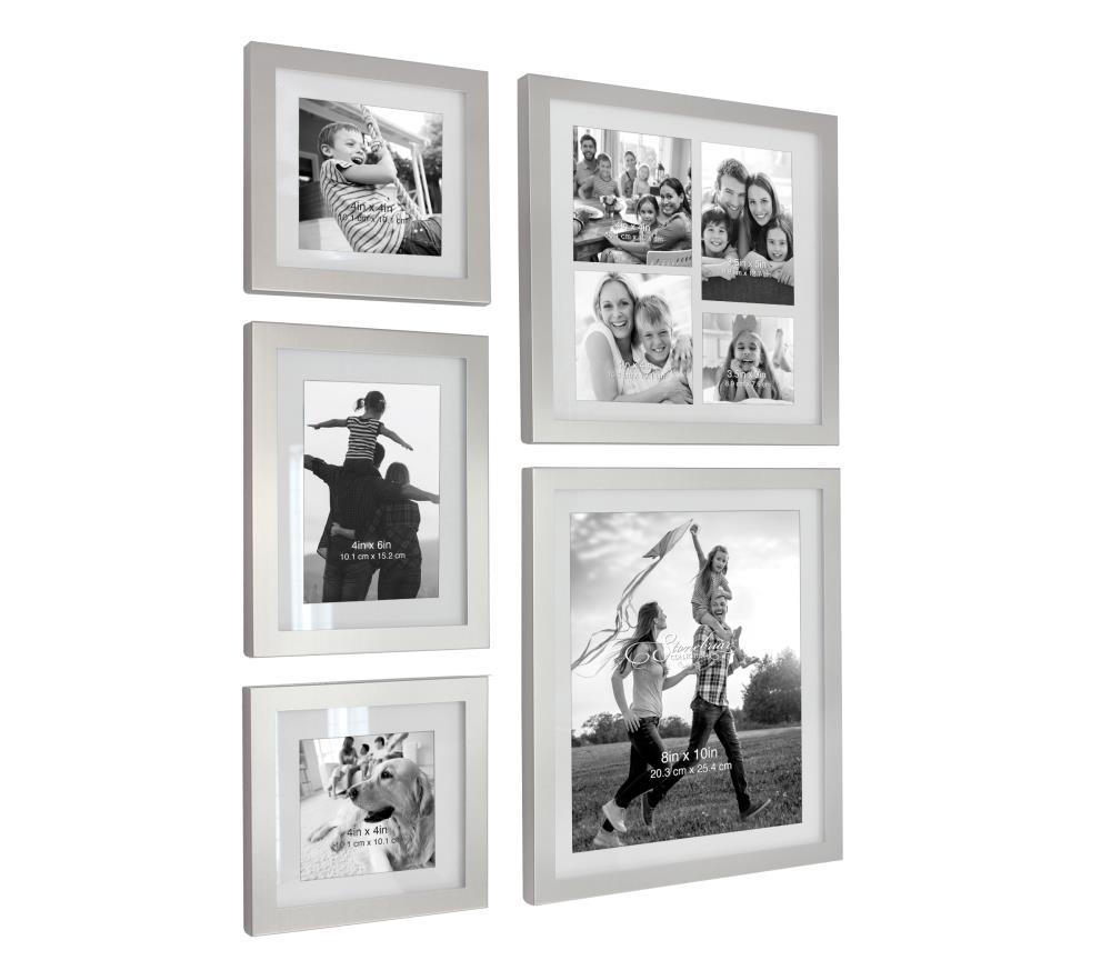 5pc Decorative Stamped Photo Frame Set Silver - Stonebriar Collection