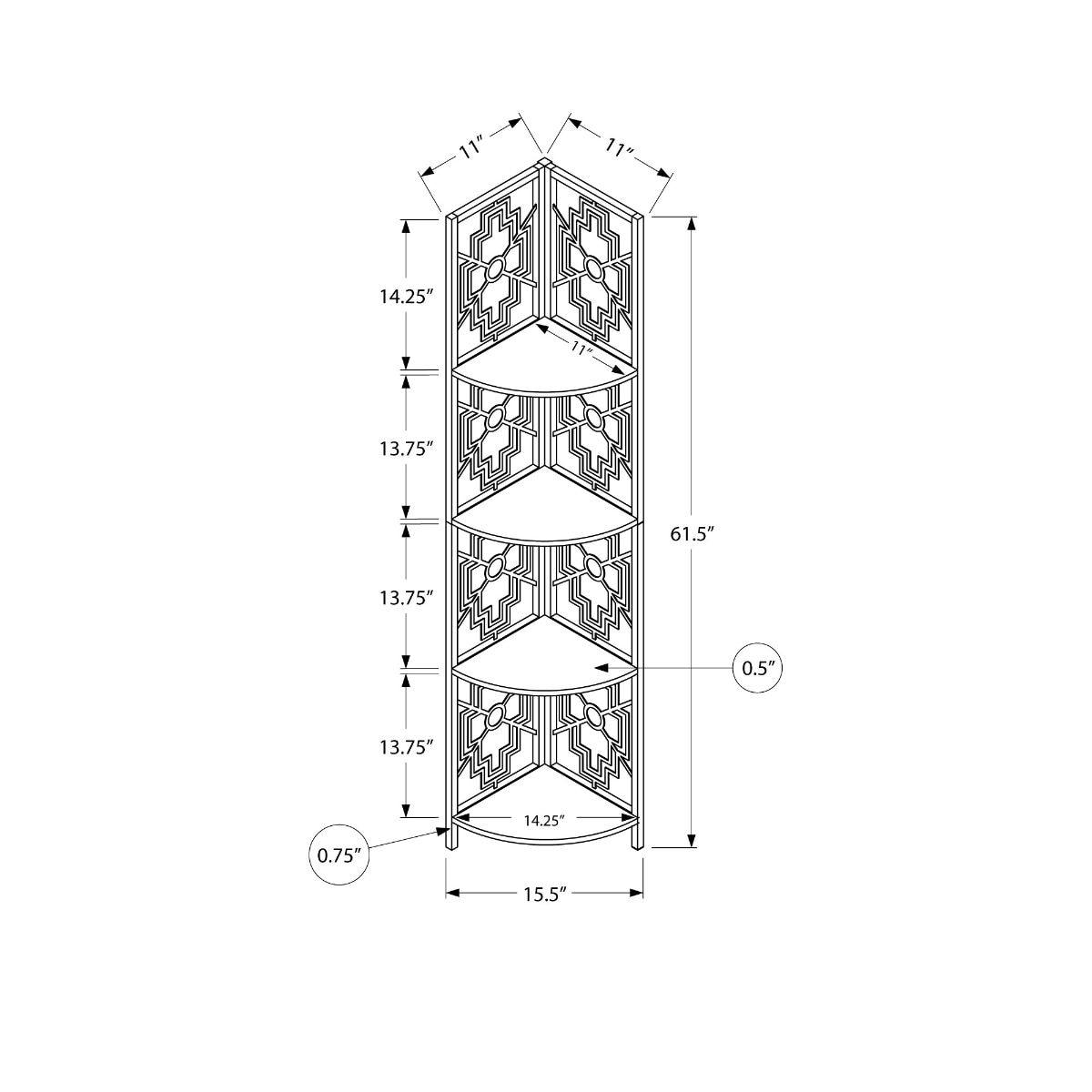 White Metal Corner Etagere Bookcase with Cutwork Design