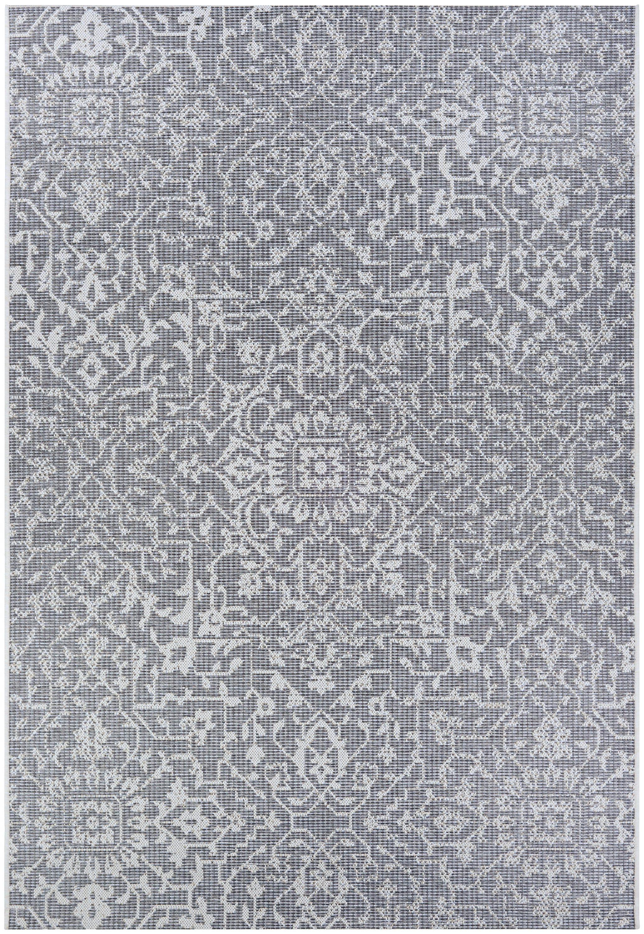 Couristan Monte Carlo Palmette Indoor/Outdoor Area Rug, 3'9" x 5'5", Grey-Ivory