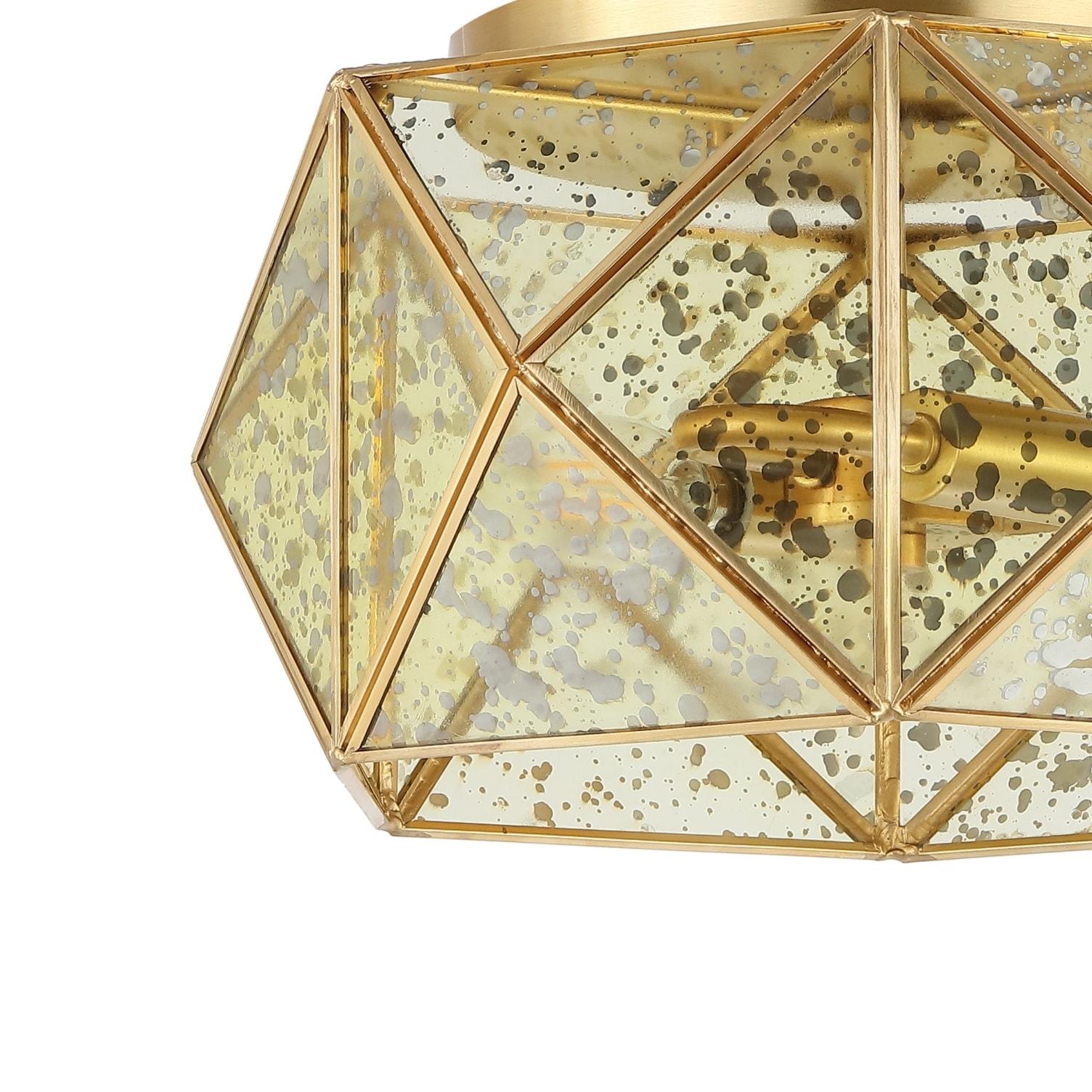 JONATHAN Y JYL9927A Violet 12.5" 2-Light Industrial Vintage Iron/Glass LED Flush Mount Farmhouse Modern 2700K Cozy Warm Light Kitchen Hallway Bathroom Stairwell Entryway Foyer, Brass Gold