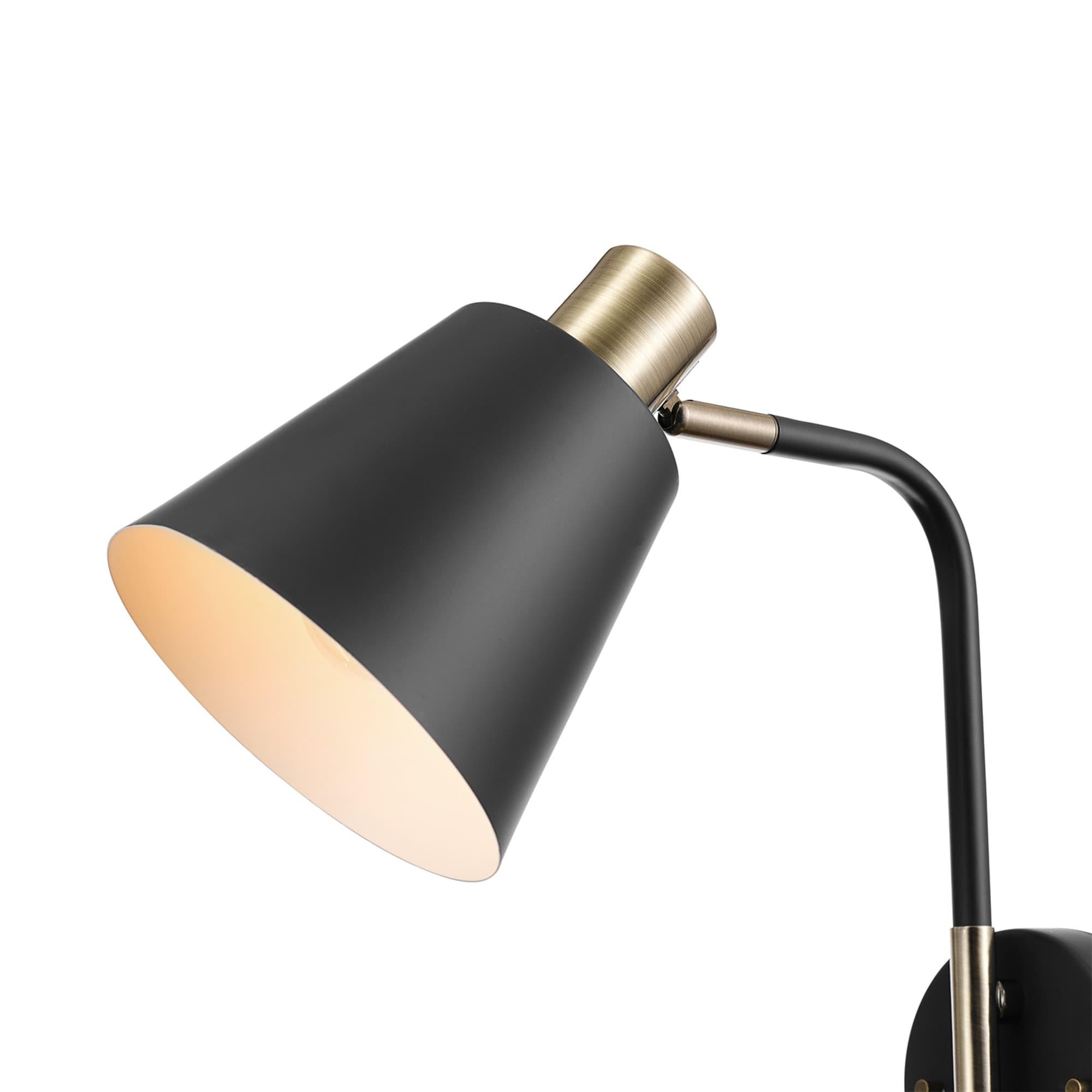 Cleo 1-Light Matte Black Plug-In or Hardwire Wall Sconce - Novogratz x Globe: Modern Metal Fixture, ETL Listed, 60W Max