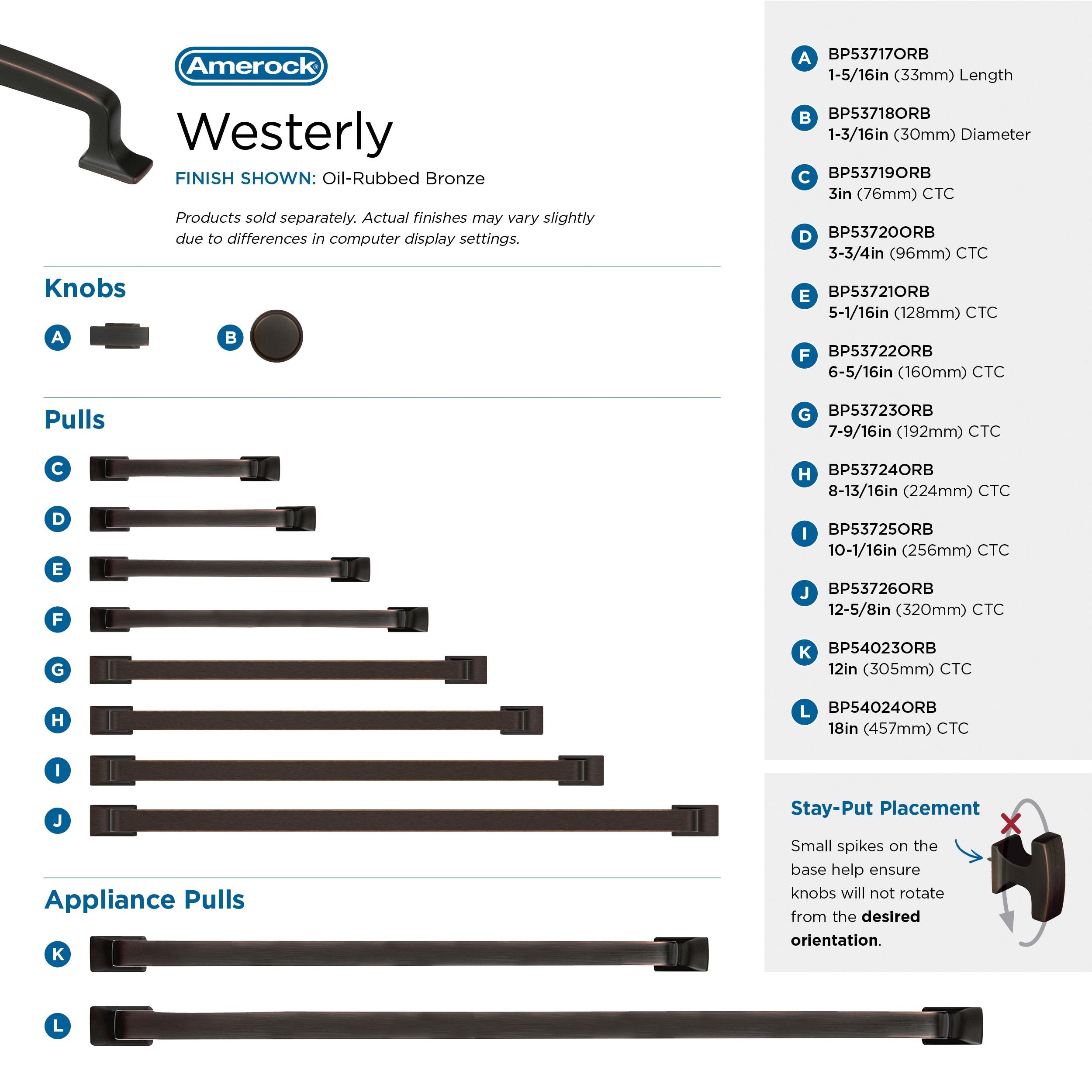 Amerock Westerly 7-9/16 inch (192mm) Center-to-Center Oil-Rubbed Bronze Cabinet Pull