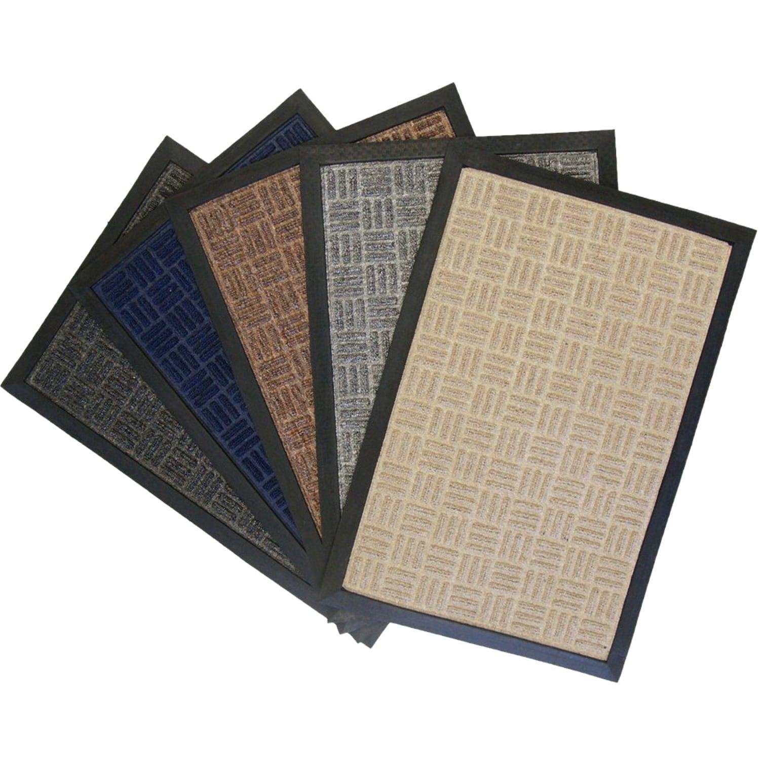 Rubber-Cal  "Nottingham" Rubber Backed Carpet Mat - 16 x 24 inches - Tan Polypropylene Mat - 1'4 x 2'