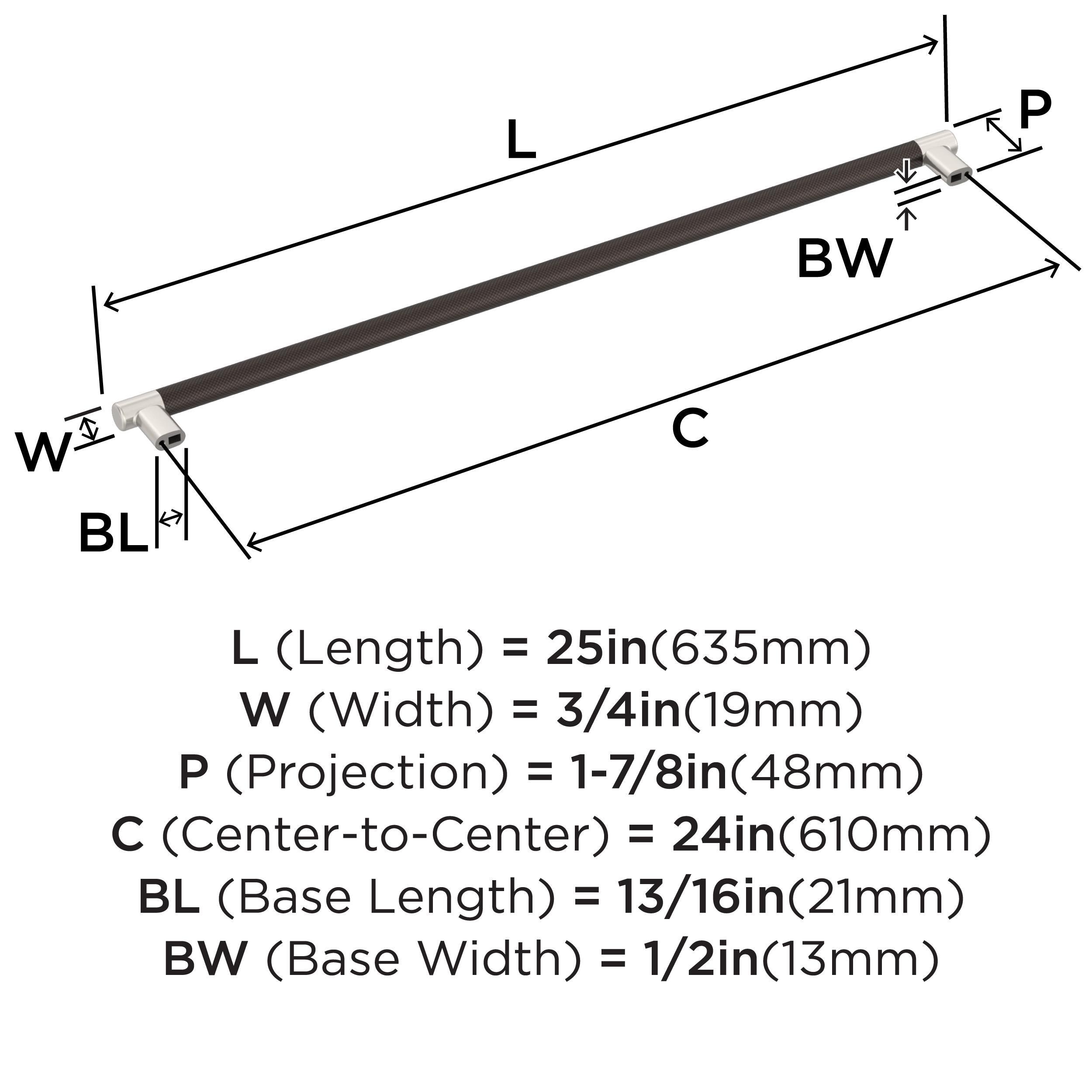 Amerock Esquire 24 inch (610mm) Center-to-Center Satin Nickel/Oil-Rubbed Bronze Appliance Pull