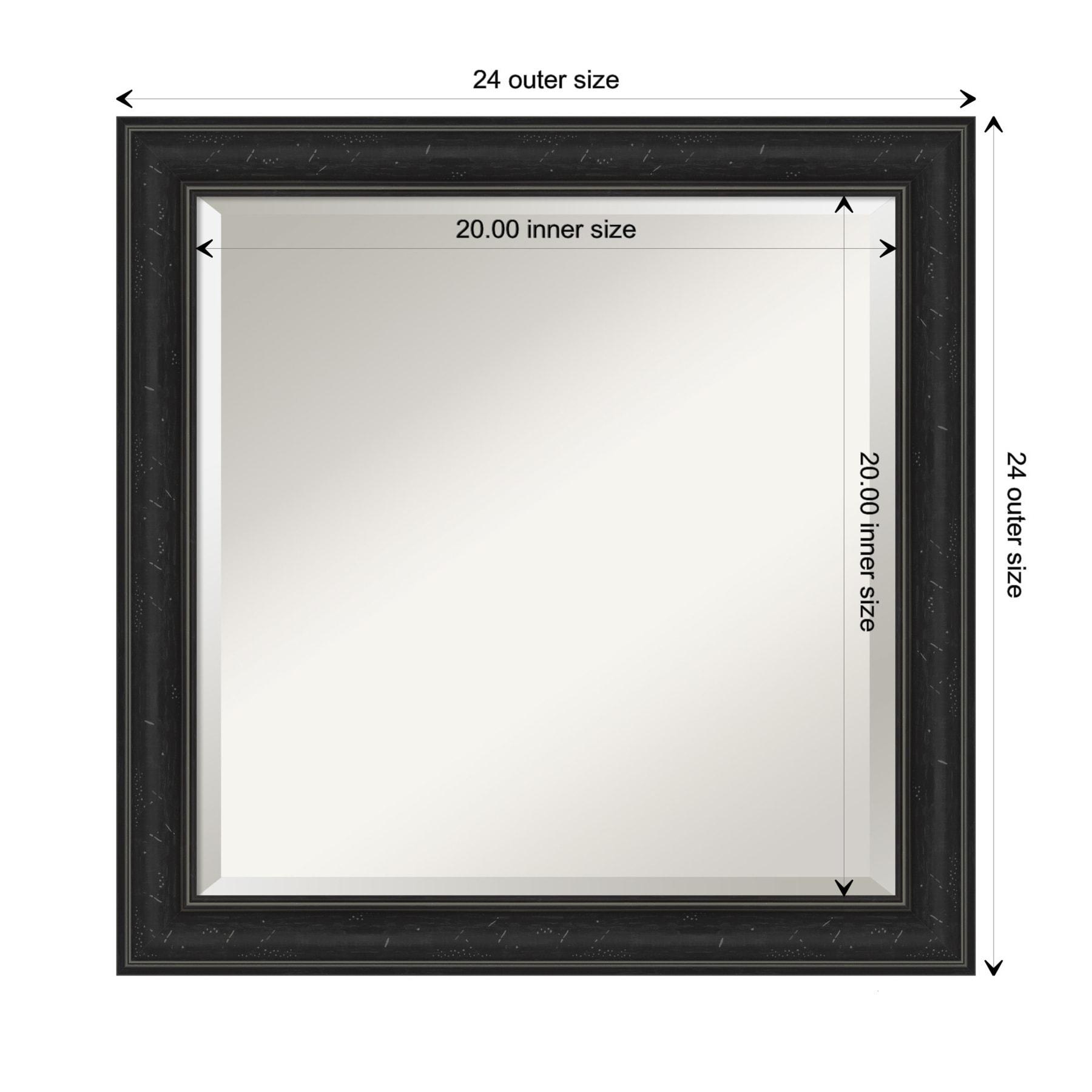 Amanti Art Beveled Bathroom Wall Mirror - Shipwreck Black Narrow Frame Outer Size: 24 x 24 in