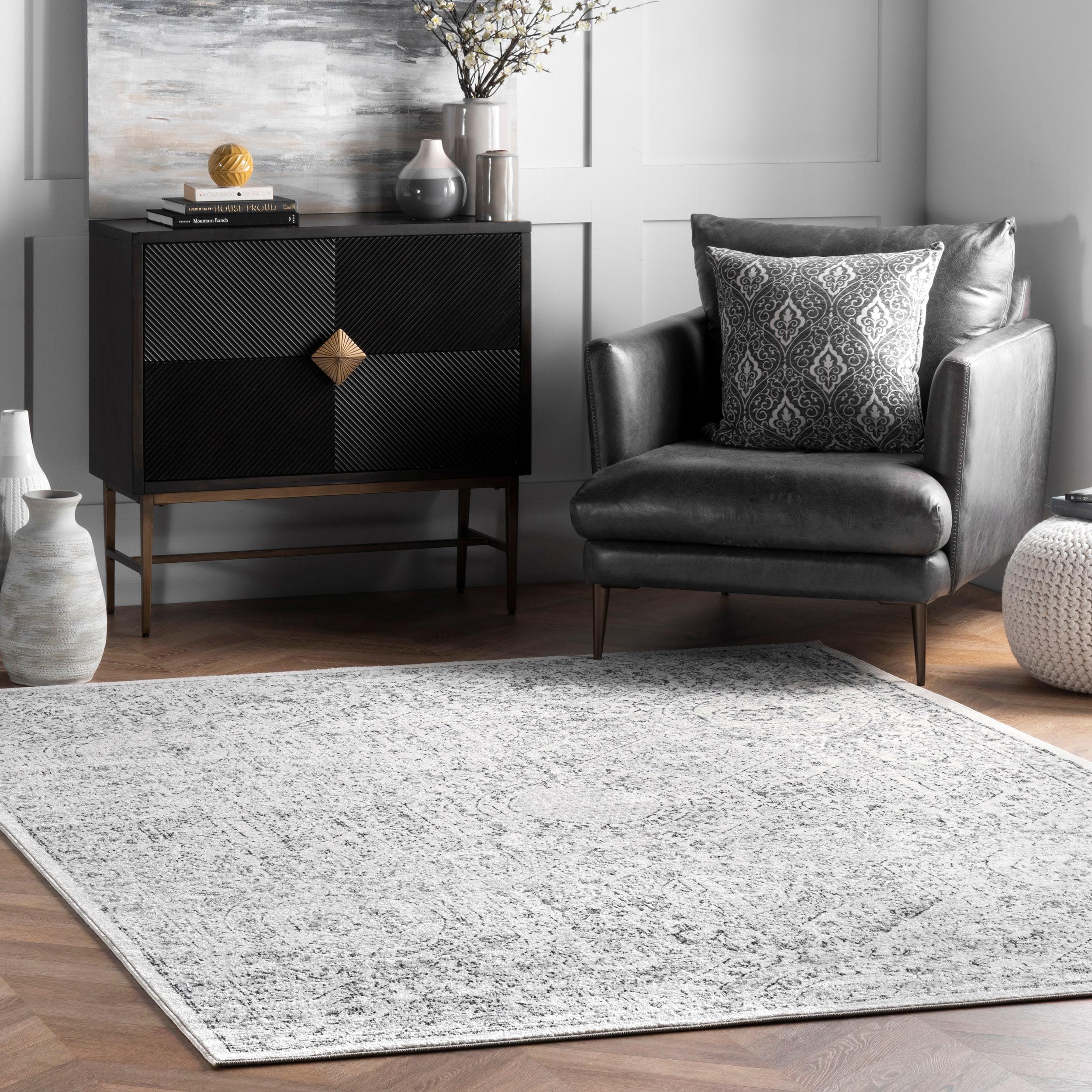 Nuloom Minta Medallion 6 Square Indoor Area Rug for Living Room Bedroom Dining Room Kitchen, Grey/Ivory