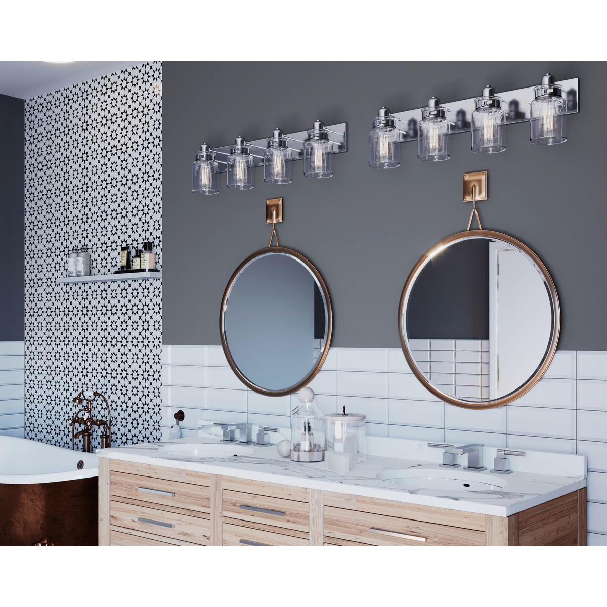 Progress Lighting Calhoun 4-Light Bath Vanity, Brushed Nickel, Clear Glass Shade
