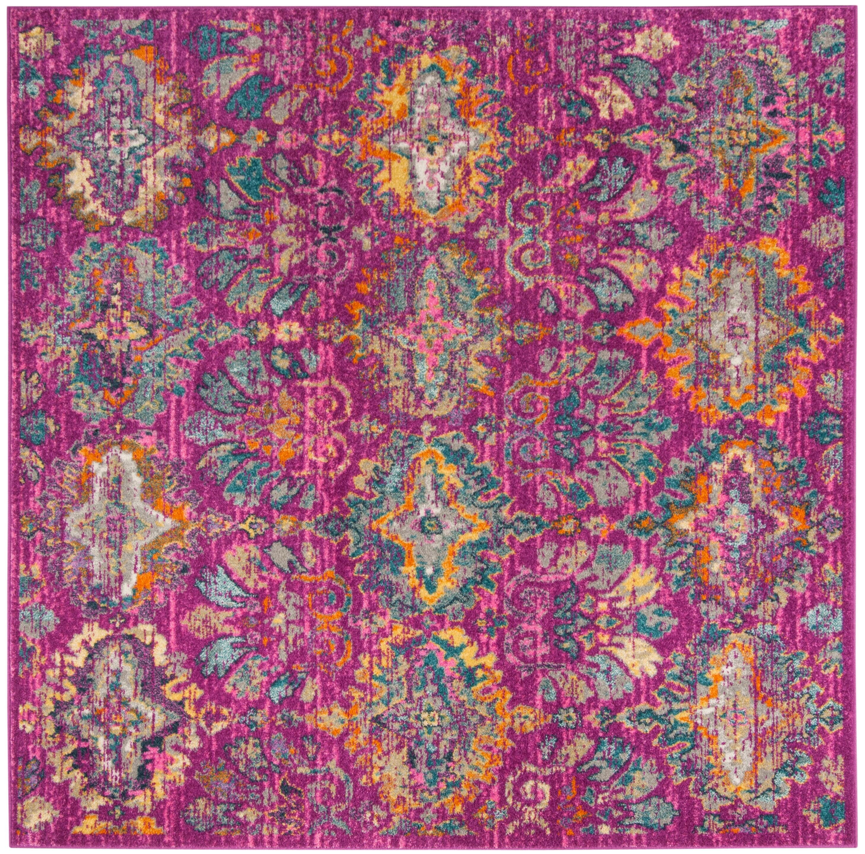 Madison MAD144 Power Loomed Indoor Area Rug - Fuchsia/Blue - 6'7"x6'7" - Safavieh
