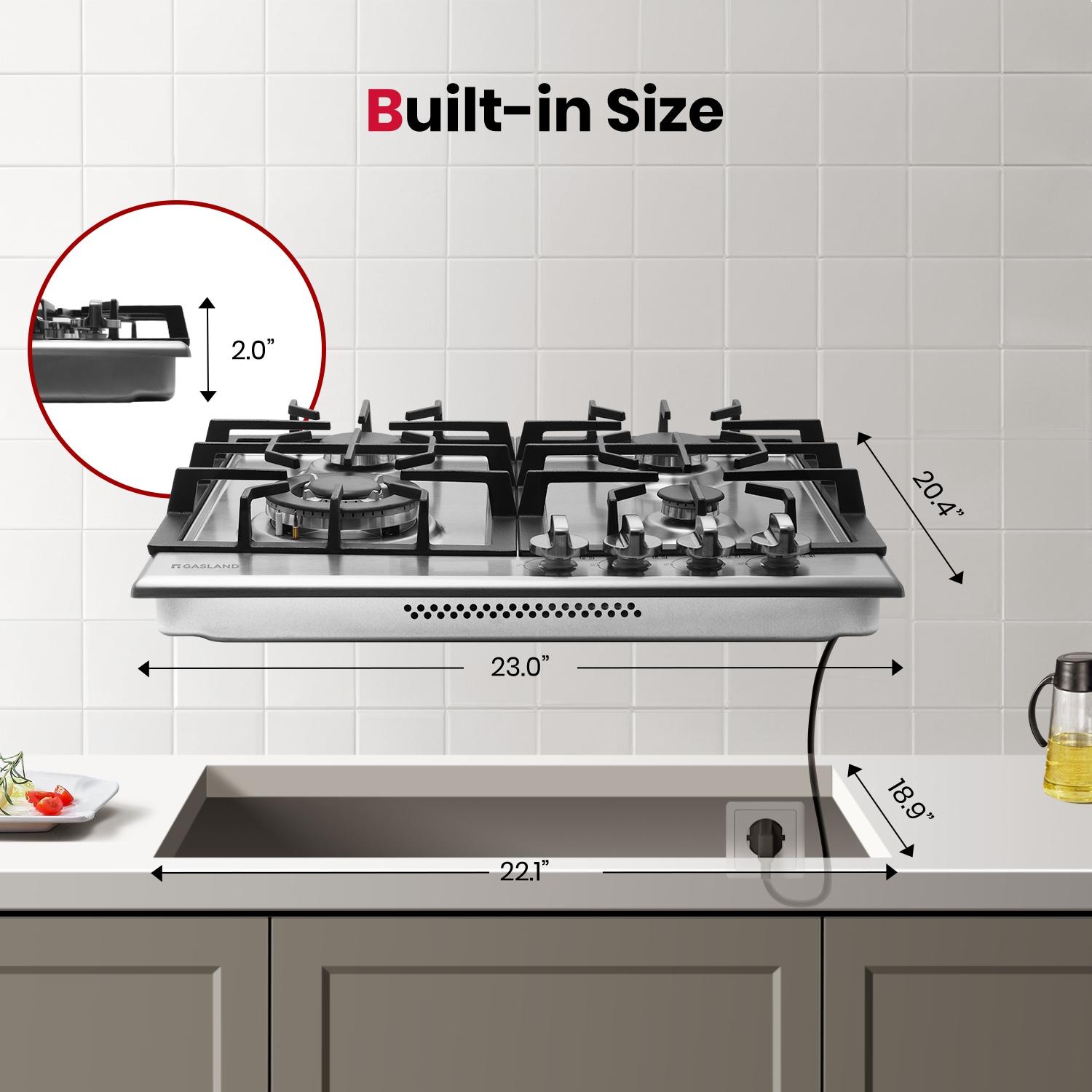 Gasland Chef GH60SF 24" 4 Burner Built-in Gas Stove Top,NG/LPG Convertible Cooktops,Stainless Steel