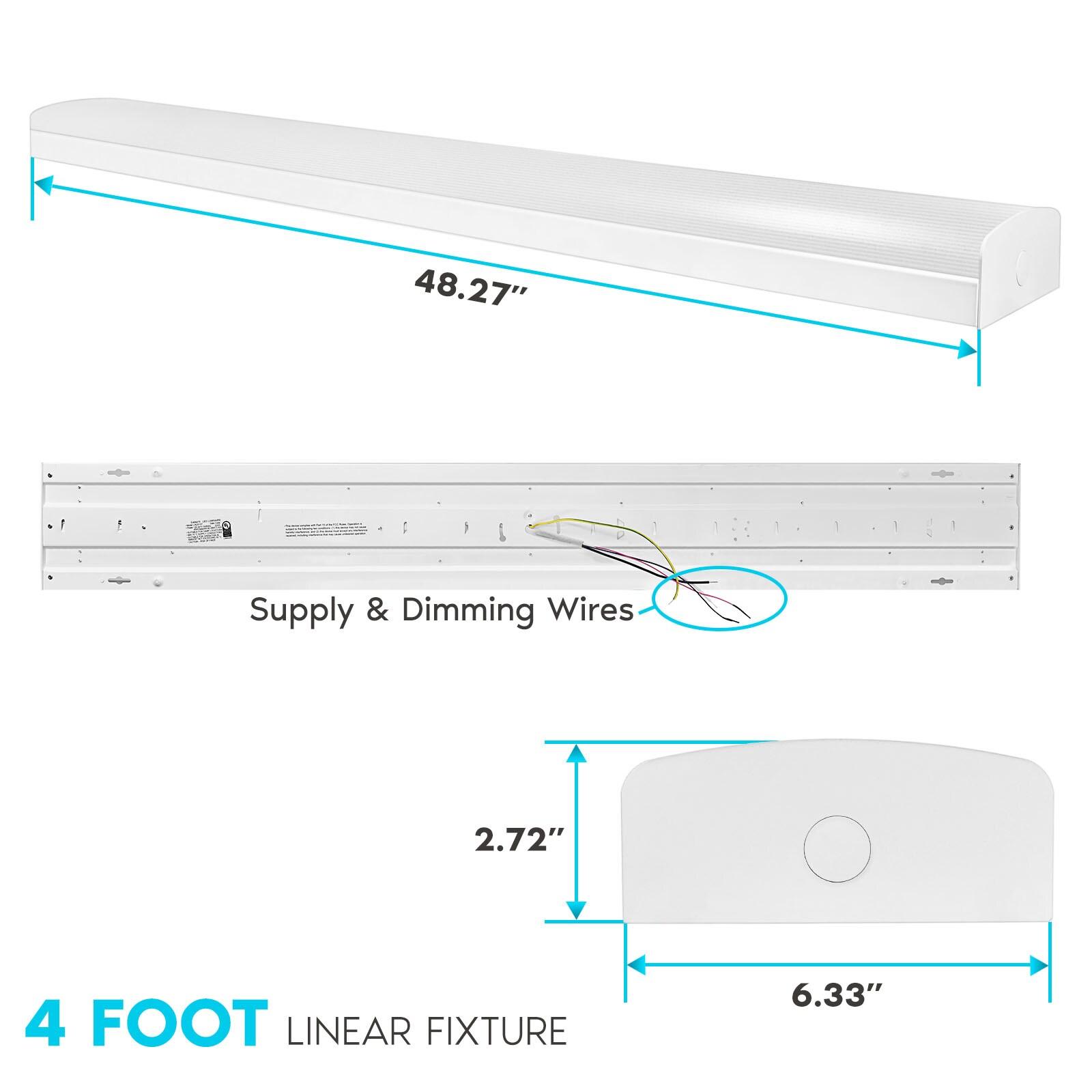 Luxrite 4FT LED Wraparound Light, 36/40/45W, 3 CCT, 4140/4600/5175 Lumens, Dimmable, 120-347V, Damp Rated, UL Certified