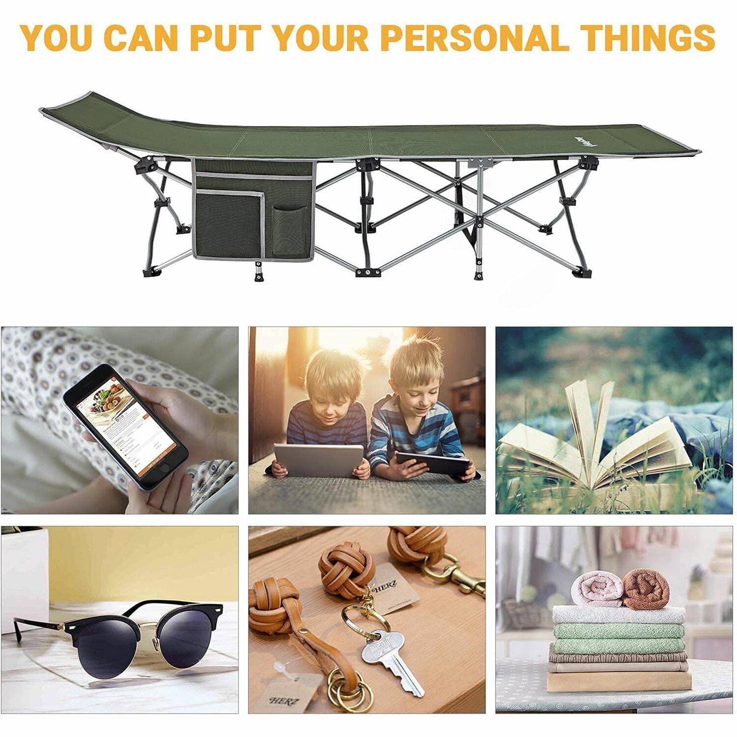 Kingcamp KingCamp Folding Portable Outdoor Camping Cot w/ Multi Layer Side Pocket