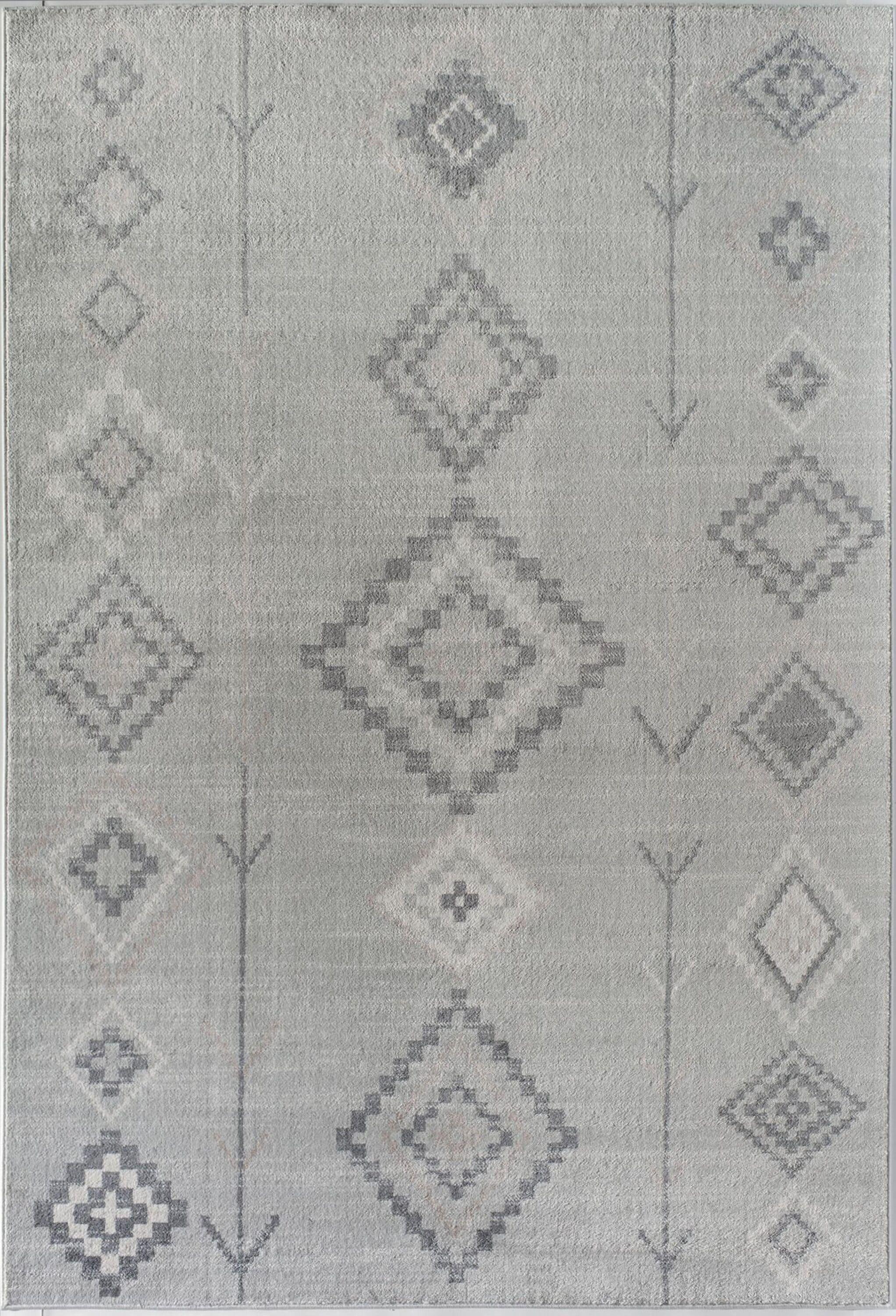 Bodrum Tribal Native Fog Area Rug