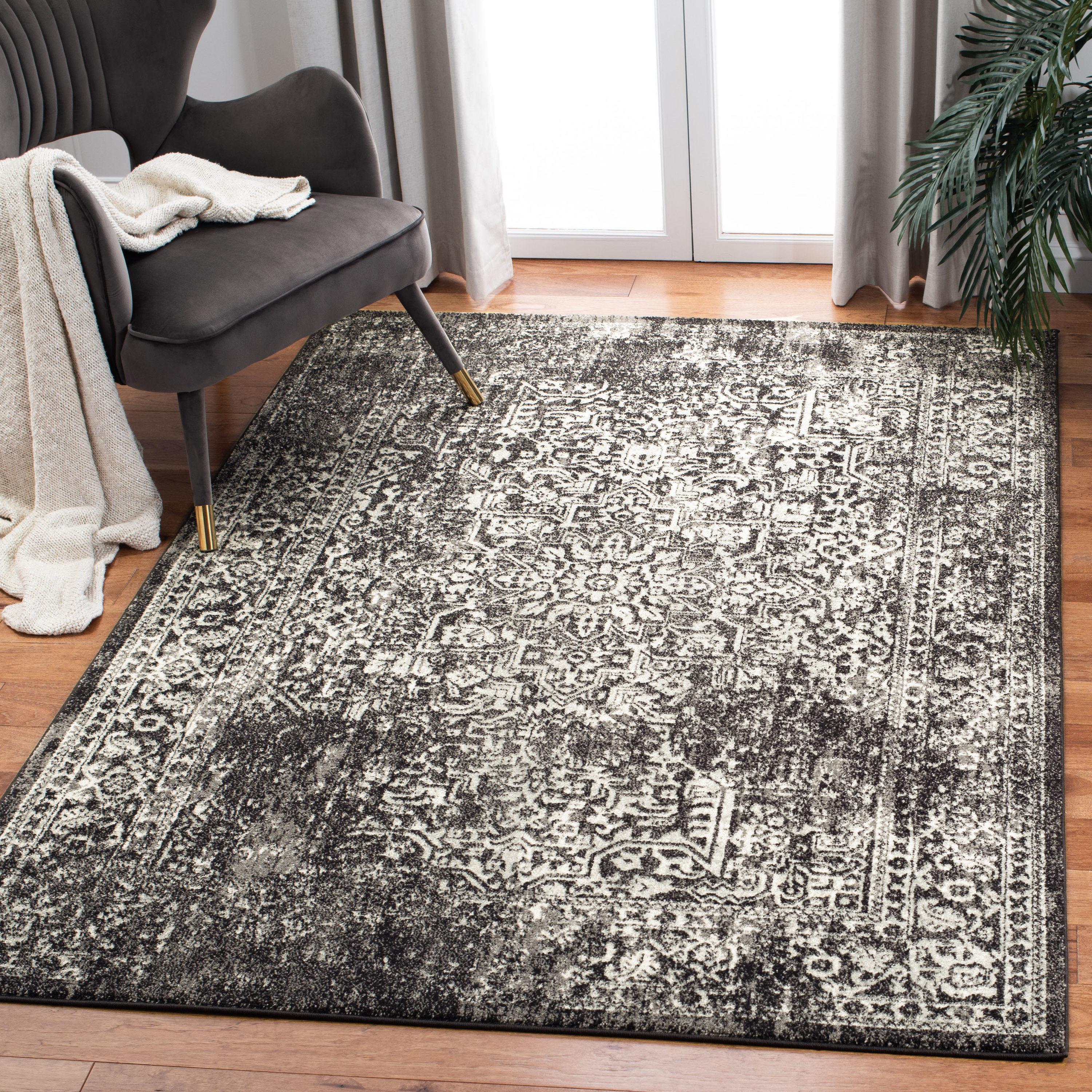 Evoke EVK256 Power Loomed Area Rug - Black/Grey - 6'7"x9' - Safavieh.