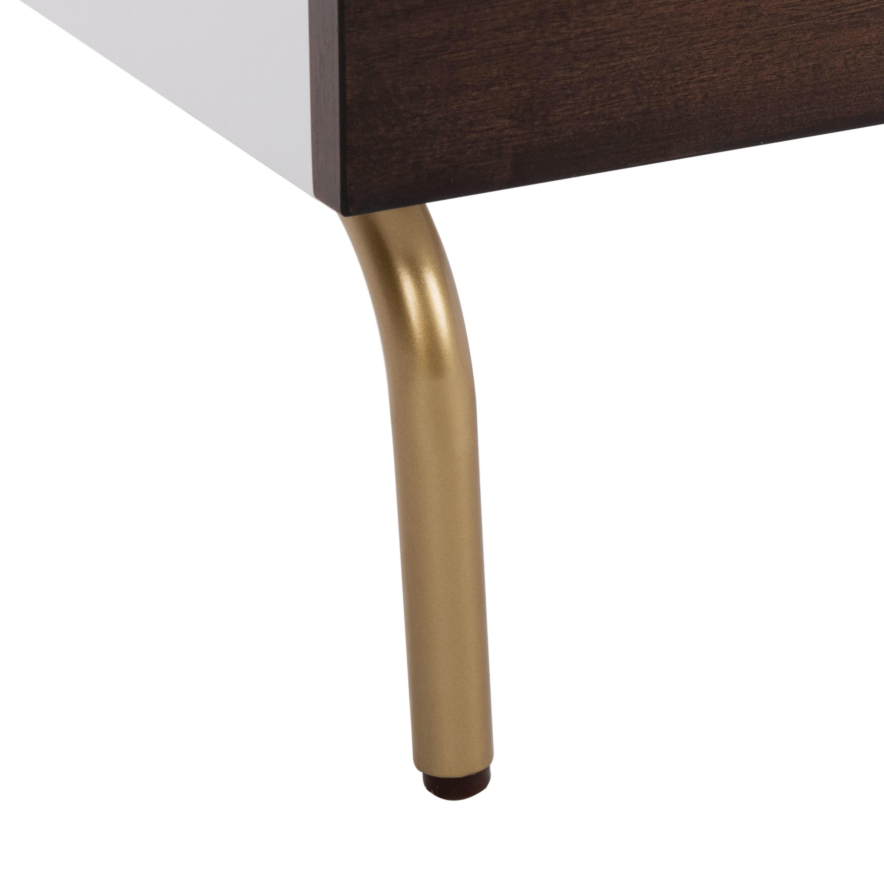 Genevieve 2 Drawer Nightstand - Walnut/White/Gold - Safavieh.