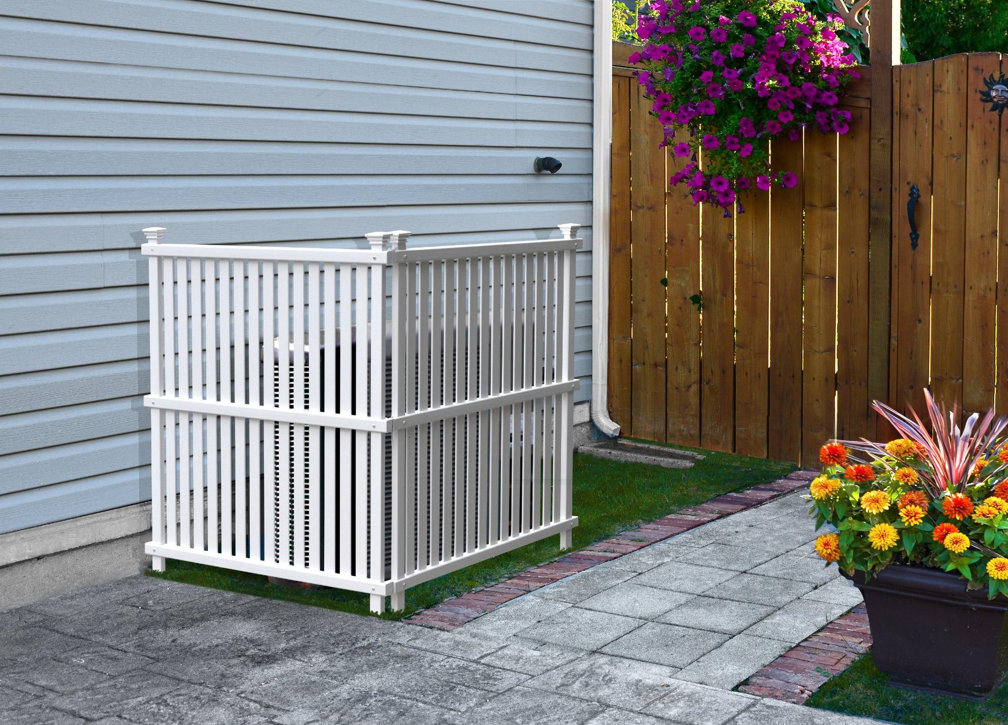 Enclo 45.5in H x 36.5in W (2 Panels) No Dig Enclo Wilmington White Vinyl Privacy Screen, Outdoor Privacy Panels, Trash Can Enclosure, Air Conditioner Fence, Pool Equipment Enclosure, ZP19008