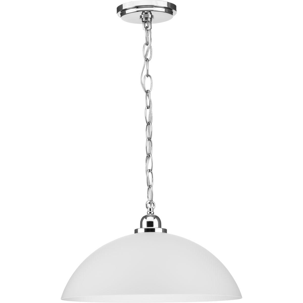 Progress Lighting, Classic Collection, 1-Light Pendant, Brushed Nickel, Etched Glass Shade