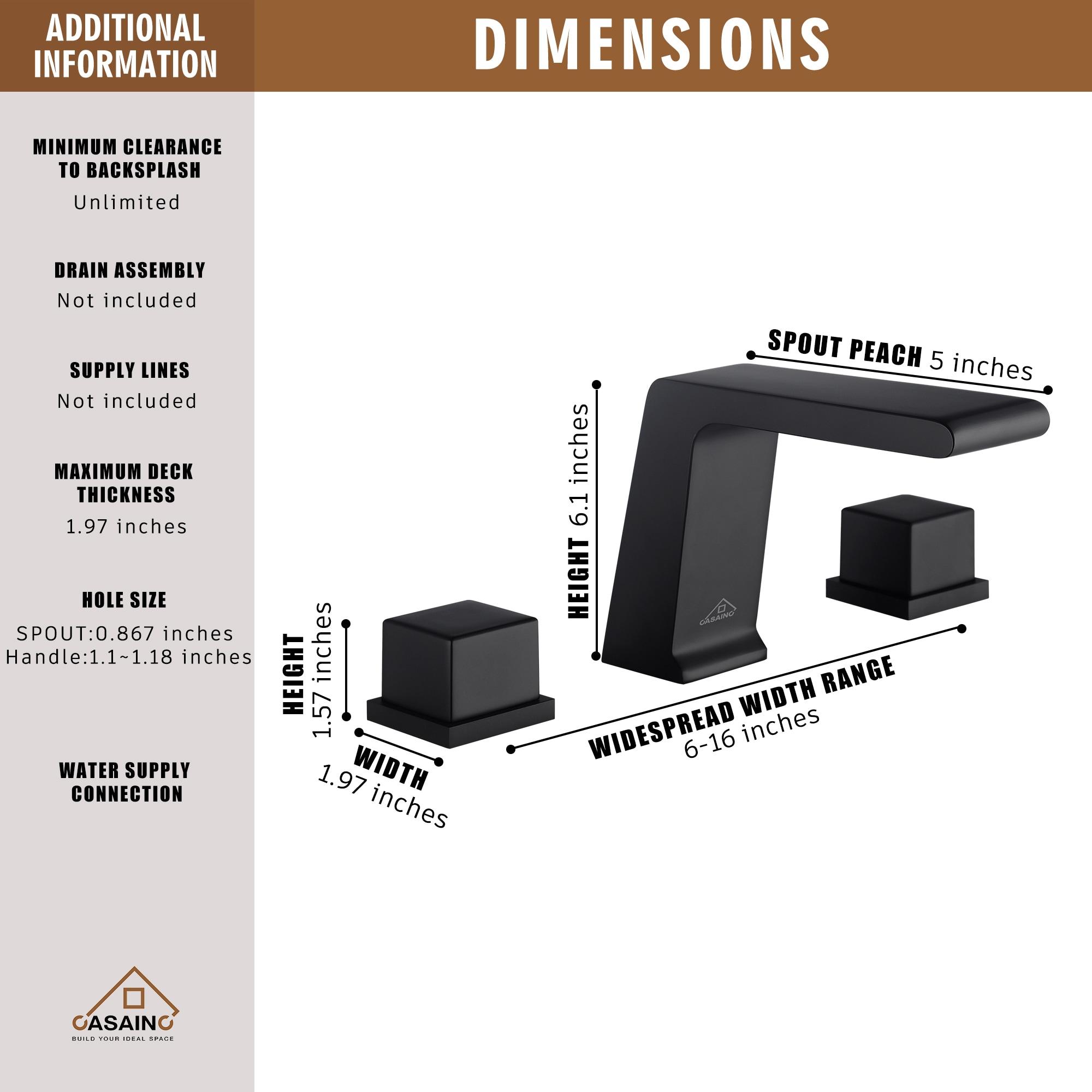 CASAINC Widespread Faucet 2-Handle Bathroom Faucet with 3 Holes and Pop Drain M1370-MB