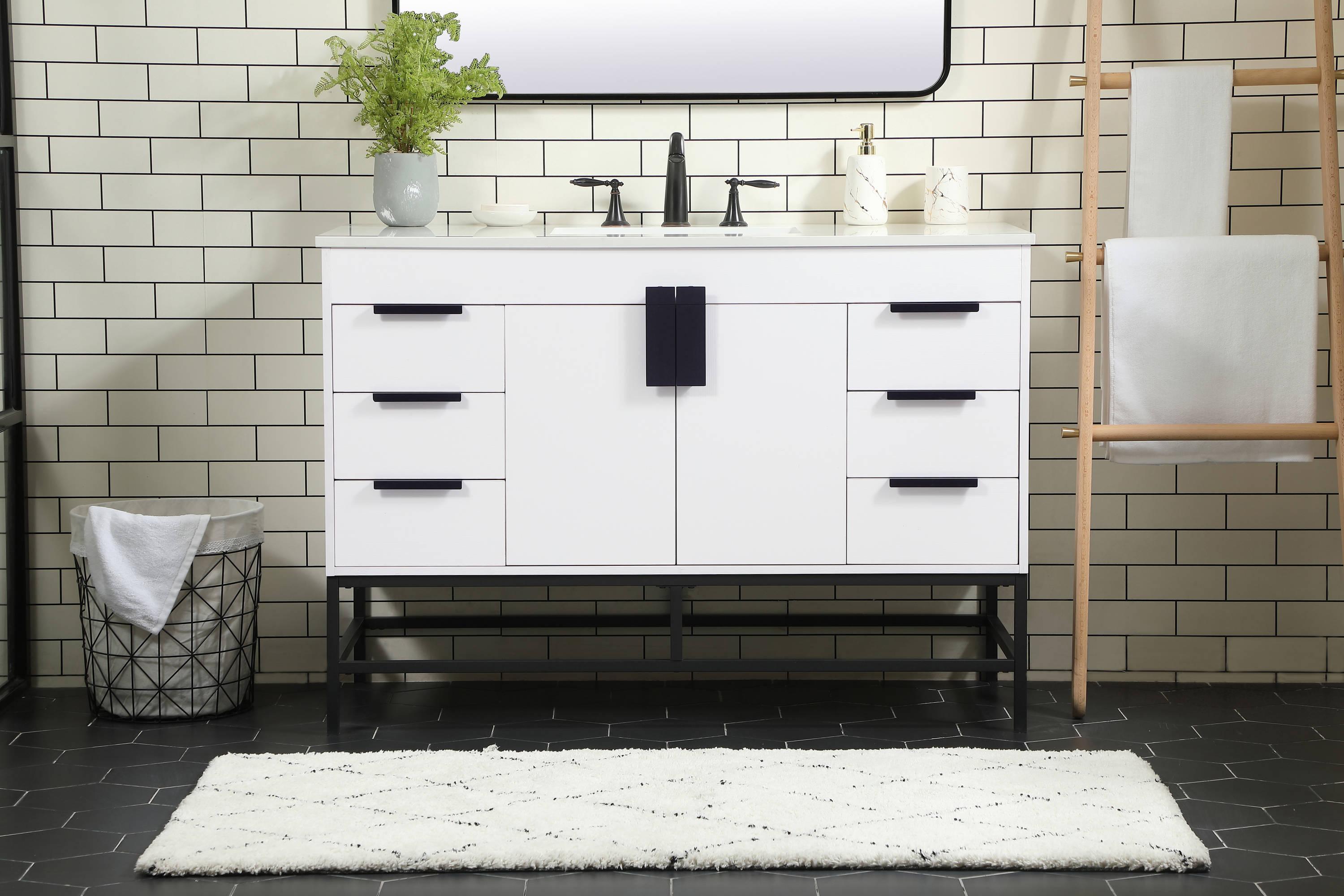 Alizabeth 48'' Single Bathroom Vanity with Engineered Marble Top