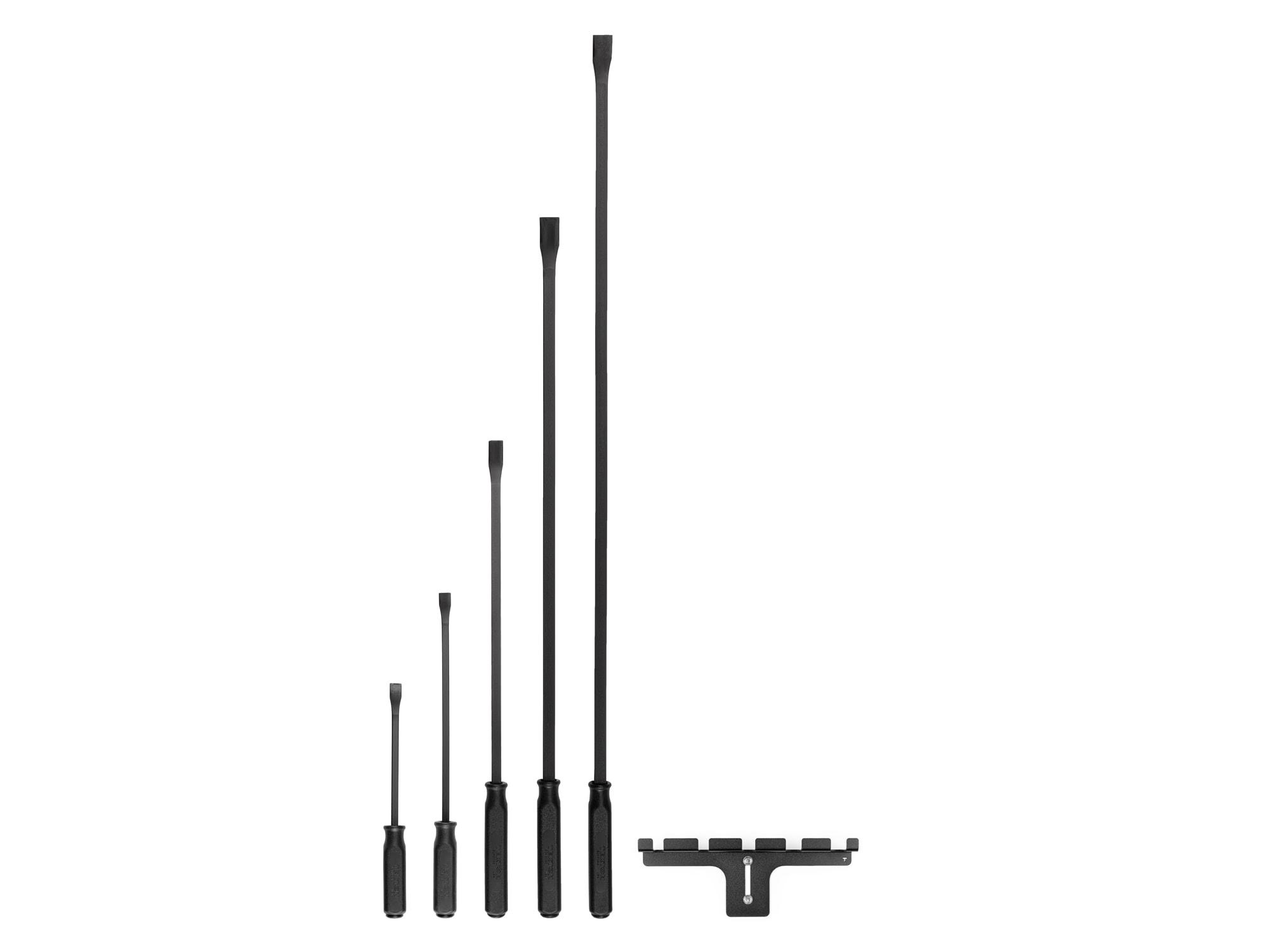 Tekton 5-Piece Black Steel Pry Bar Set with Wall Hanger