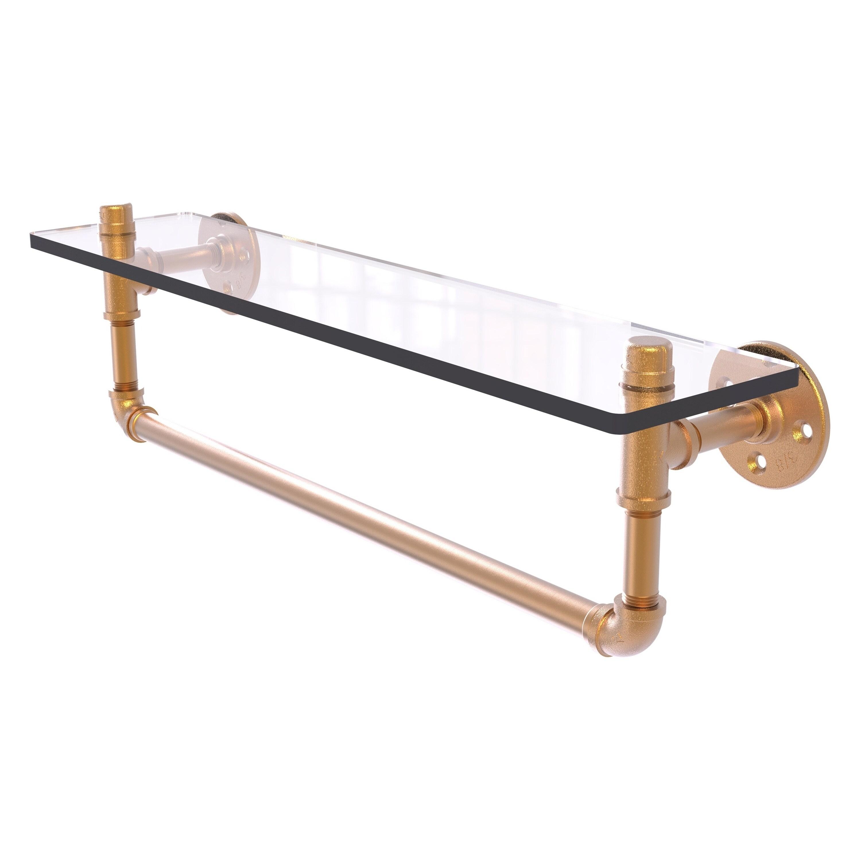 Allied Brass - Pipeline 22'' Glass Shelf with Towel Bar in Brushed Bronze