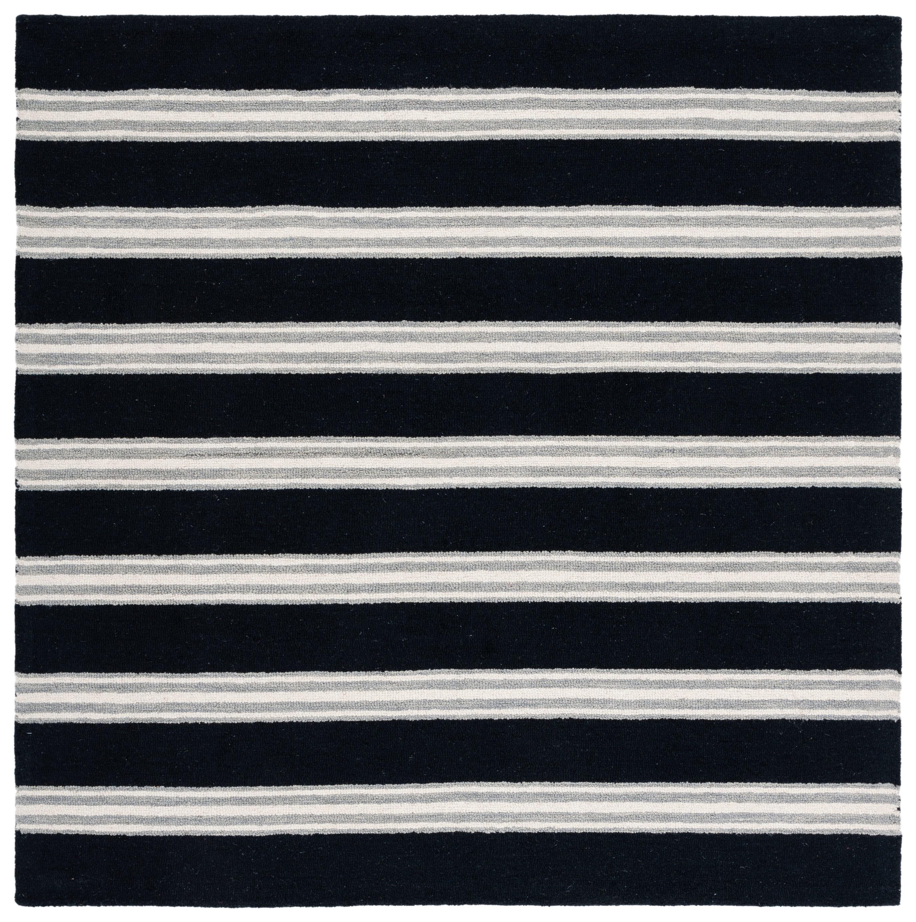 SAFAVIEH Metro Darion Striped Area Rug, Black/Ivory, 6' x 6' Square