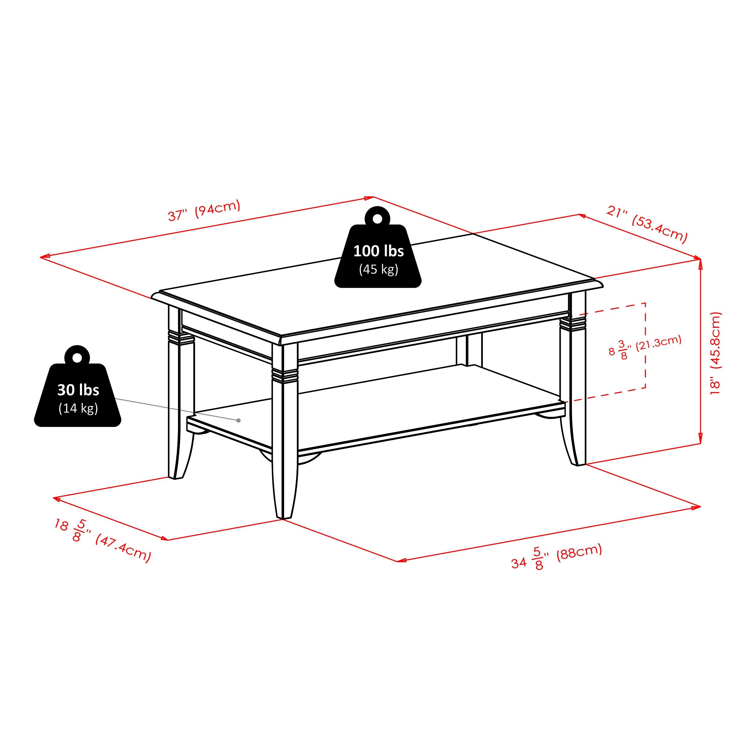 Nolan Coffee Table - Cappuccino - Winsome: Solid Wood, Lower Shelf Storage, Elegant Design