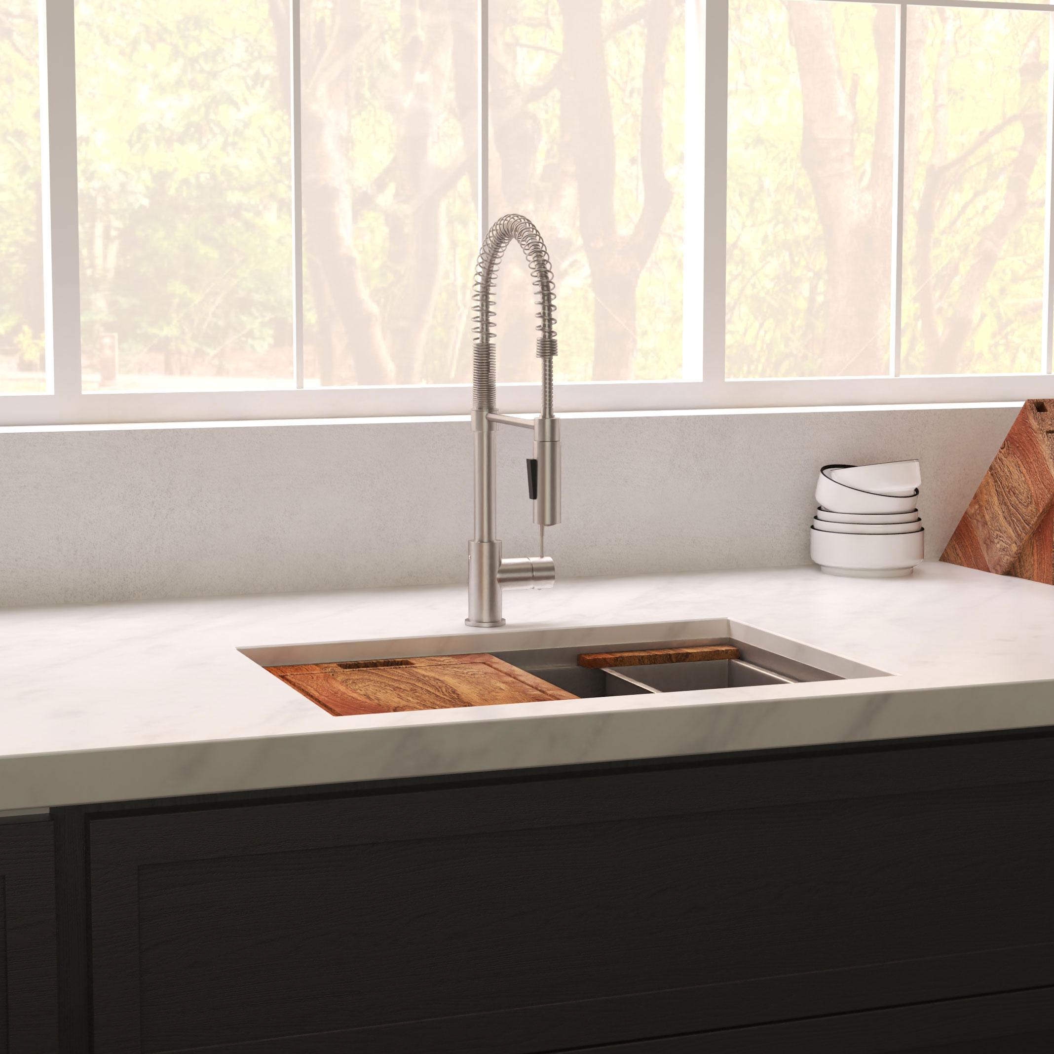 ZLINE 33 in. Garmisch Undermount Single Bowl Satin Stainless Steel Kitchen Sink with Bottom Grid and Accessories (SLS-33S)