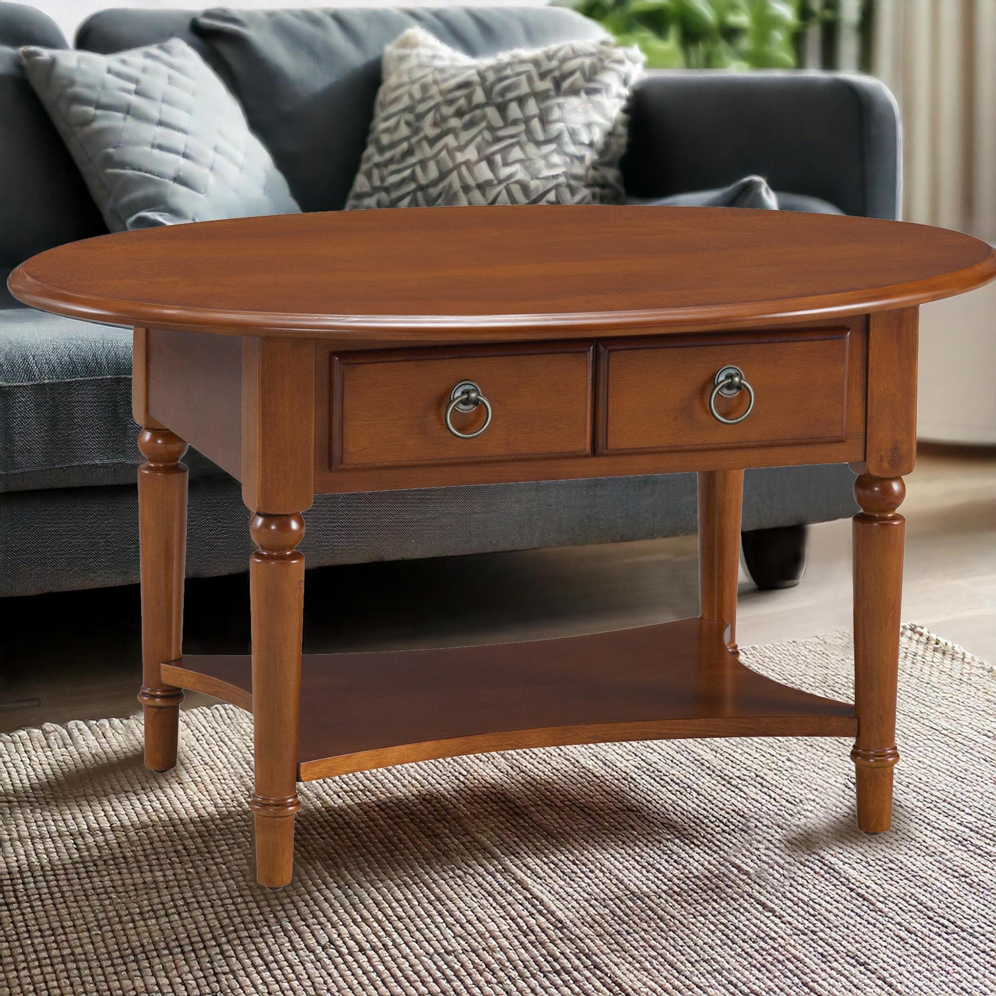 Coastal Oval Coffee Table in Pecan