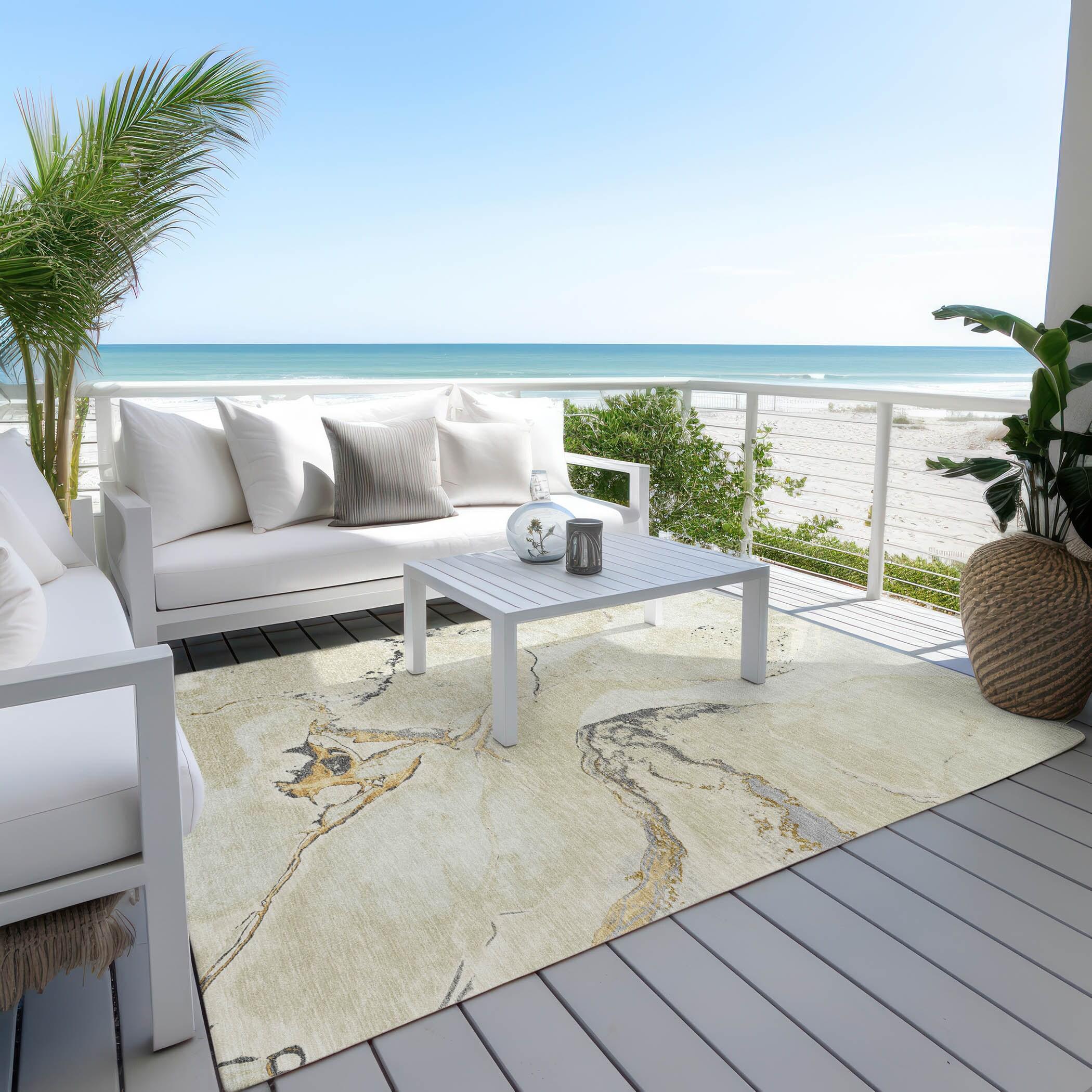 Machine Washable Indoor/Outdoor Chayden ACN1005 Ivory Rug