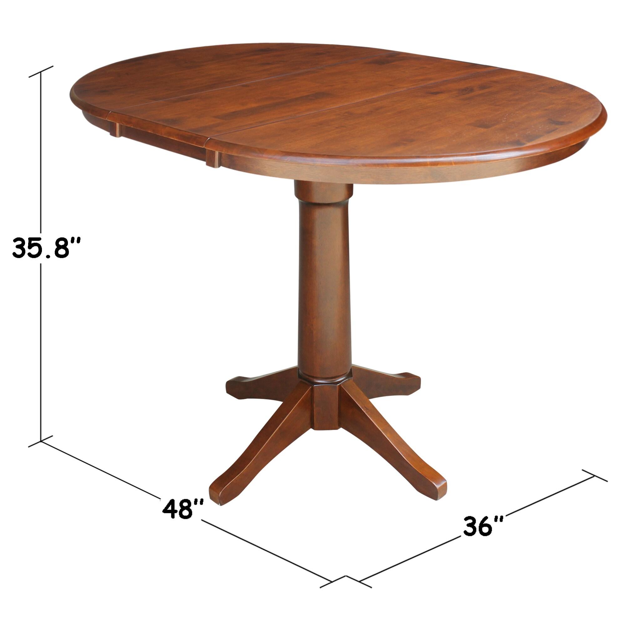 International Concepts 36" Magnolia Round Top Counter Height Dining Table with 12" Leaf Espresso: Hardwood Pedestal Base, Seats 4