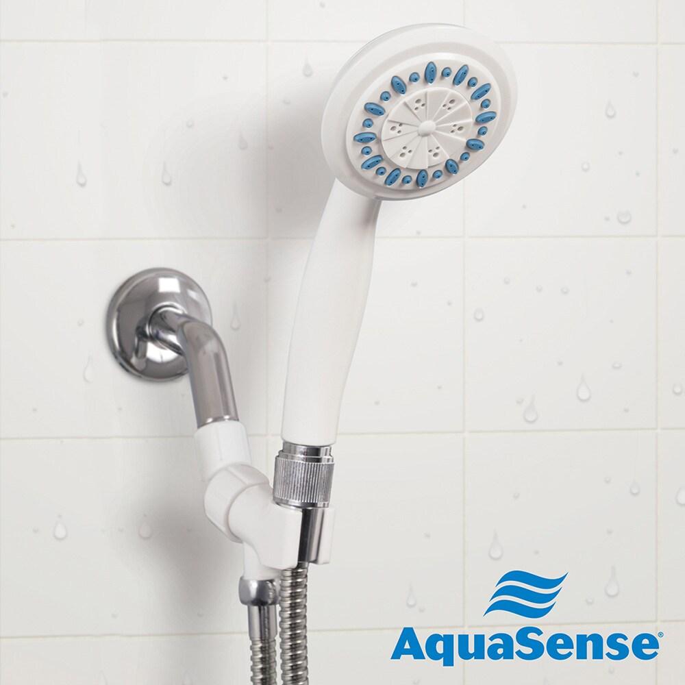 AquaSense 3 Setting Handheld Shower Head with Ultra-Long Stainless Steel Hose, White