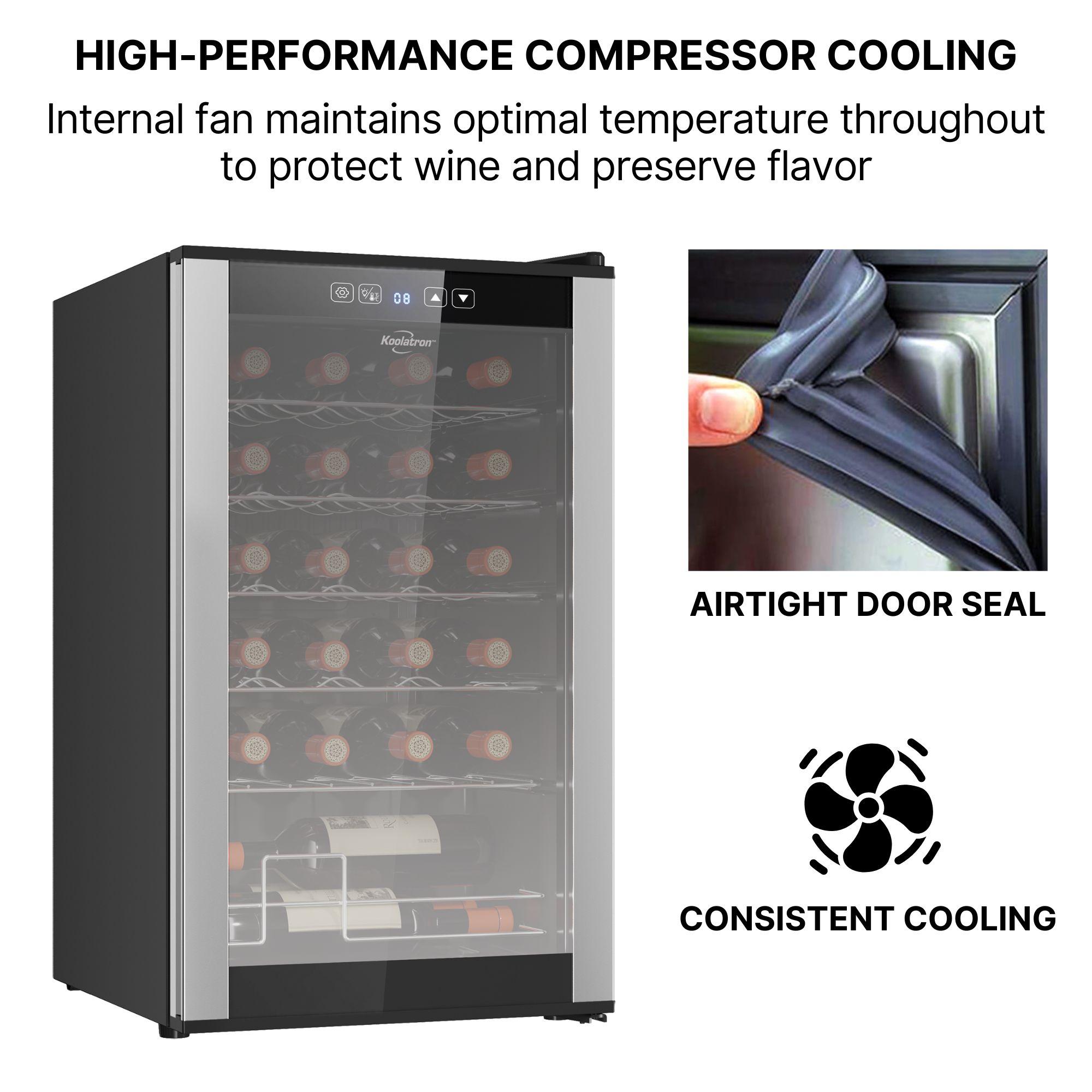 24 Bottle Dual Zone Wine Cooler, Black, 2.4 cu. ft. (68L) Freestanding Wine Fridge