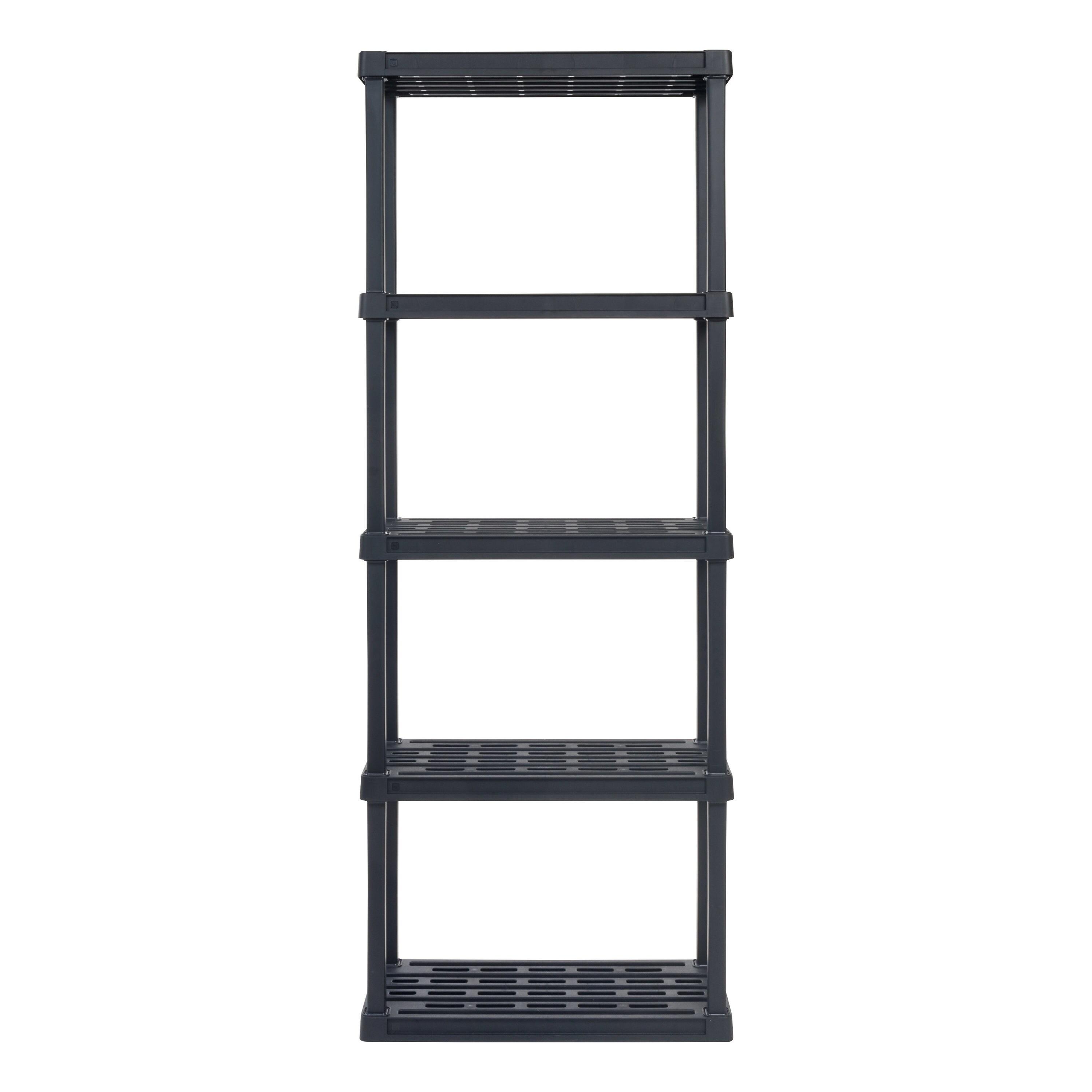 5-Tier Medium Plastic Garage Storage Shelving Unit, Black (12 W x 64 H x 24 D)