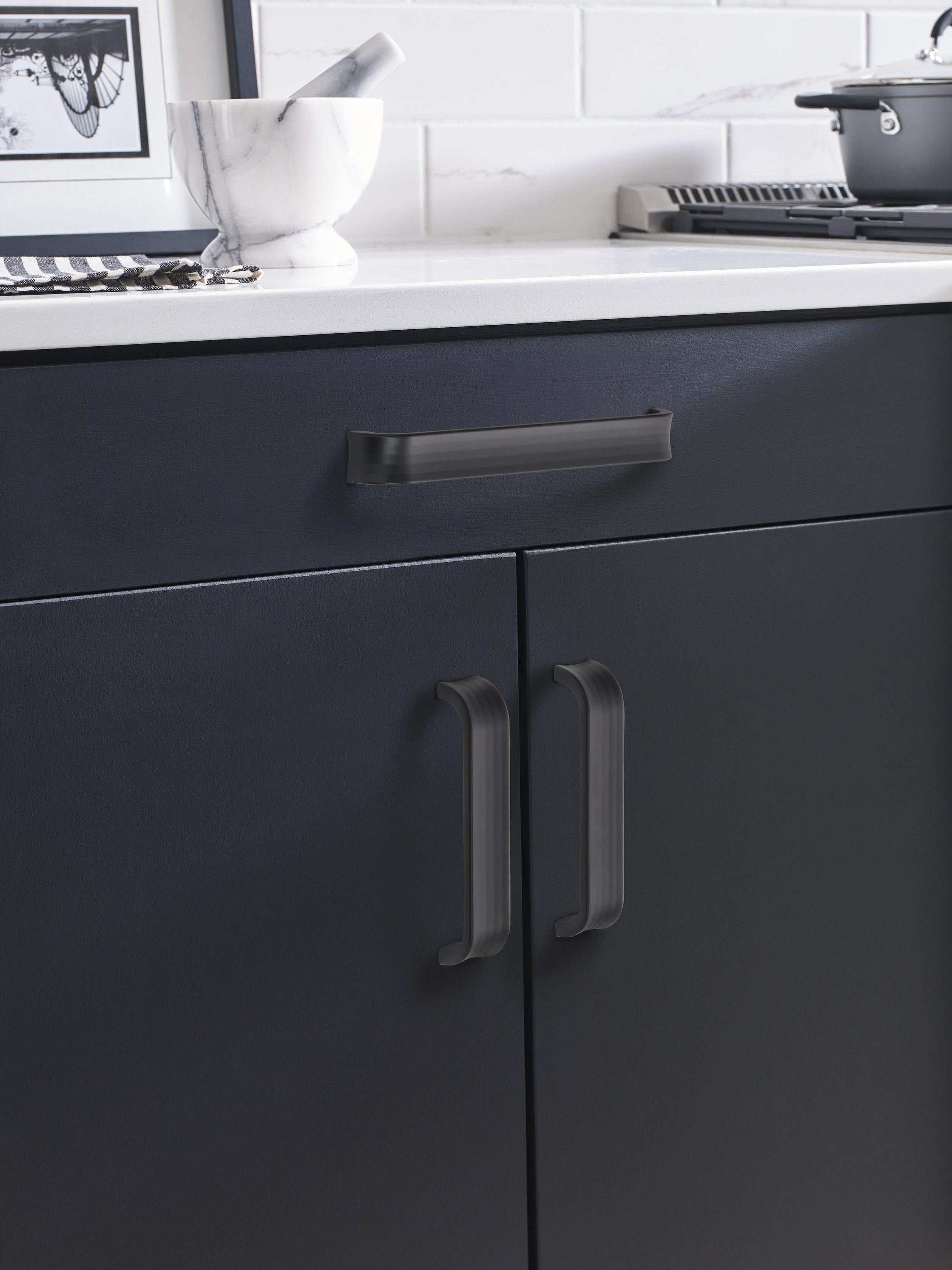 Matte Black Modern Finger Cabinet Pull with Mounting Hardware