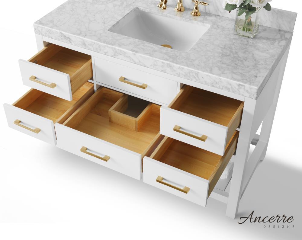 Ancerre Designs Elizabeth 48" Bathroom Vanity Set with Gold Hardware in White