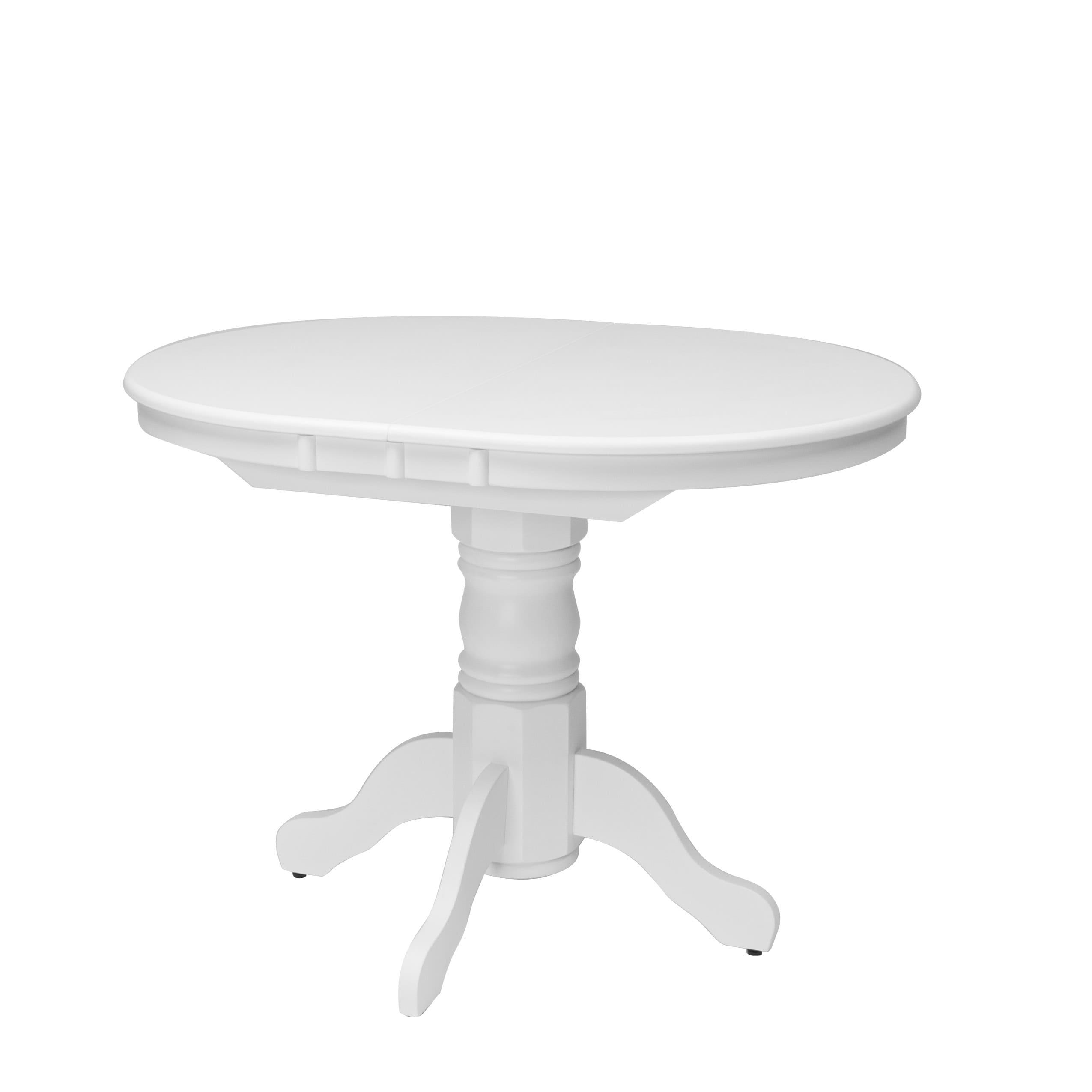 Extendable Dining Table White - CorLiving: Oval Pedestal Kitchen Table with Butterfly Leaf, Seats 4