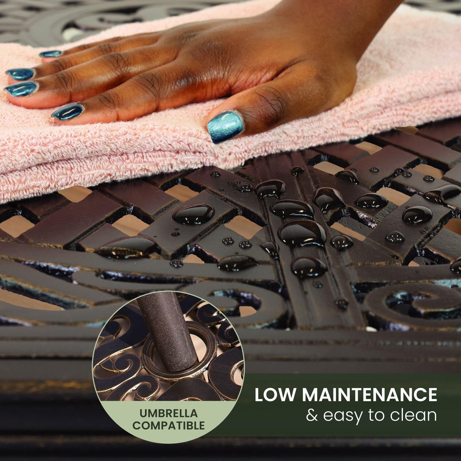 Hanover Brigantine Juego de Comedor Moderno para Exteriores de 7 Piezas / 4 Sillas con Cabestrillo, 2 Balancines Giratorios / Mesa con Tapa de 40'' x 70'' / Clima, Xido, Resistente a UV / Bronceado / BRIGDN7PCSW-2