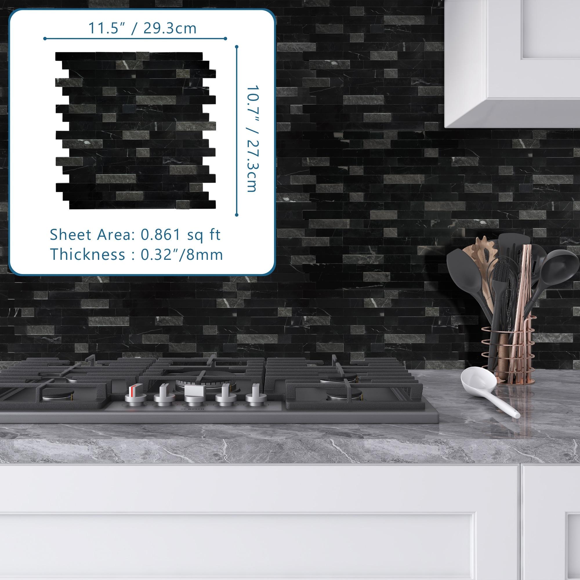 3D 11" x 12" Natural Stone Peel & Stick Mosaic Tile