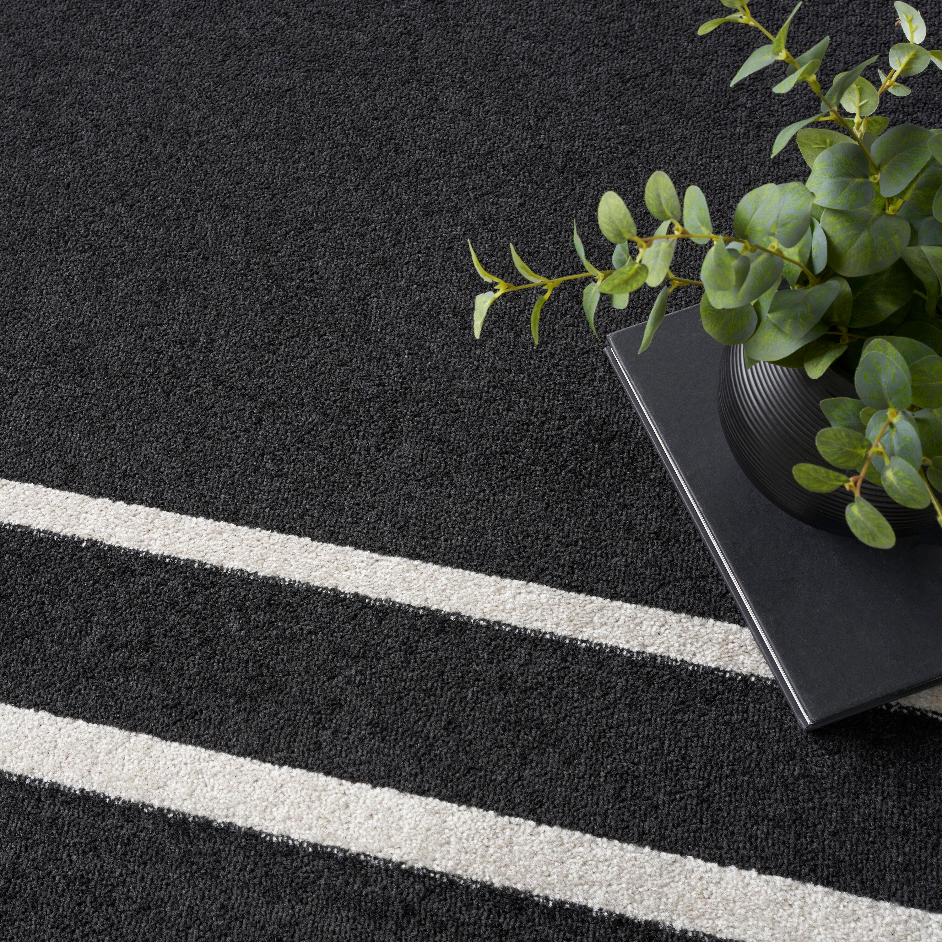Nourison Essentials 9' x 12' Black Ivory Contemporary Indoor/Outdoor Rug