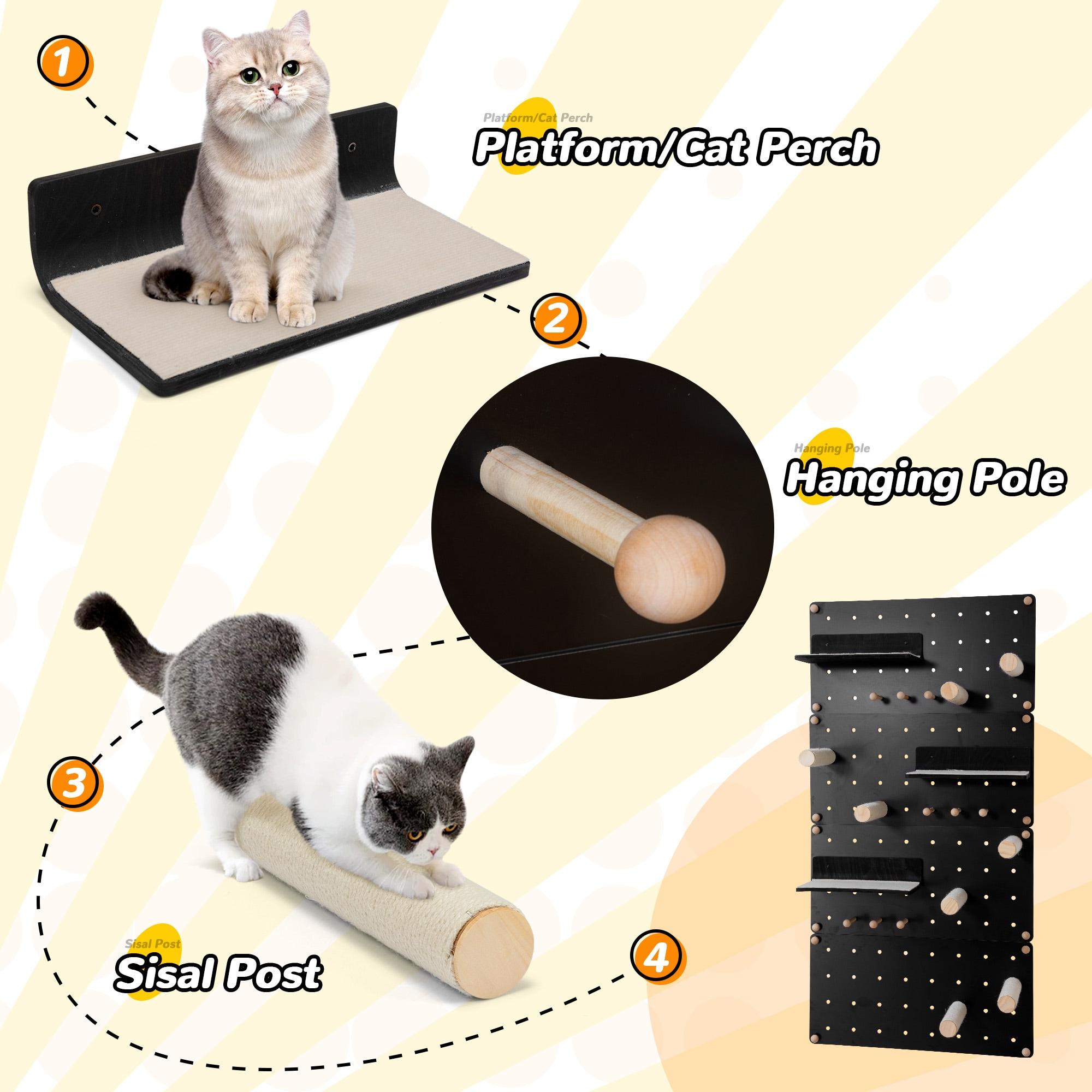 COZIWOW DIY Wall-Mounted Cat Climber Set Cat Wall Steps Climbing Frame Scratching Posts and Platforms