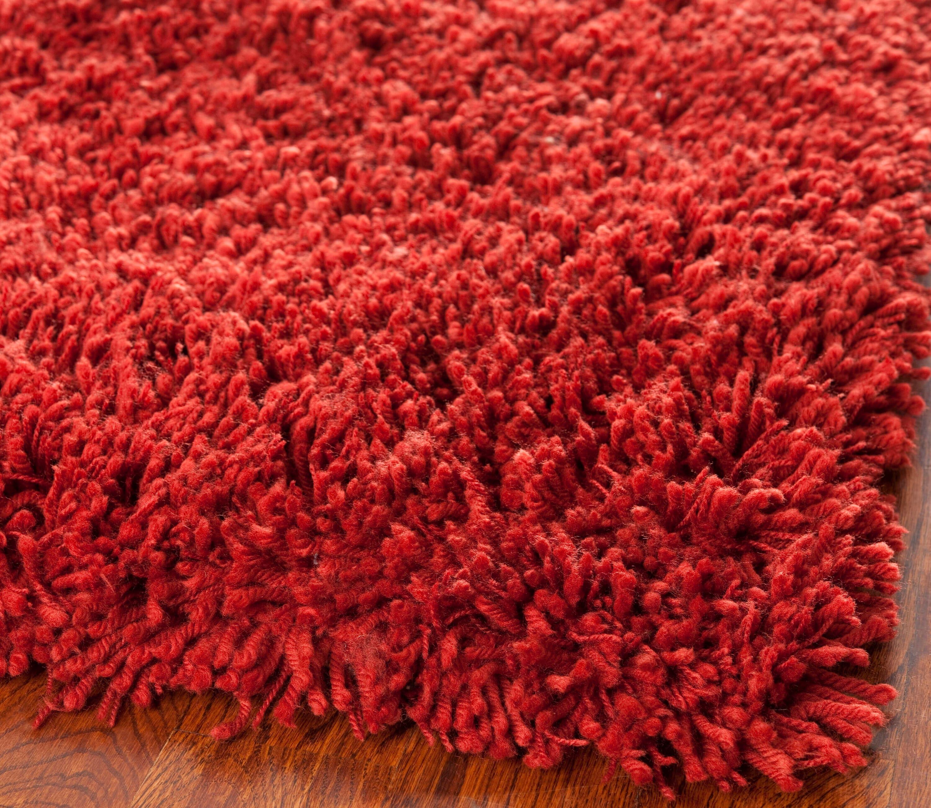 SAFAVIEH August Sophia Solid Shag Area Rug, Red, 9' x 12'