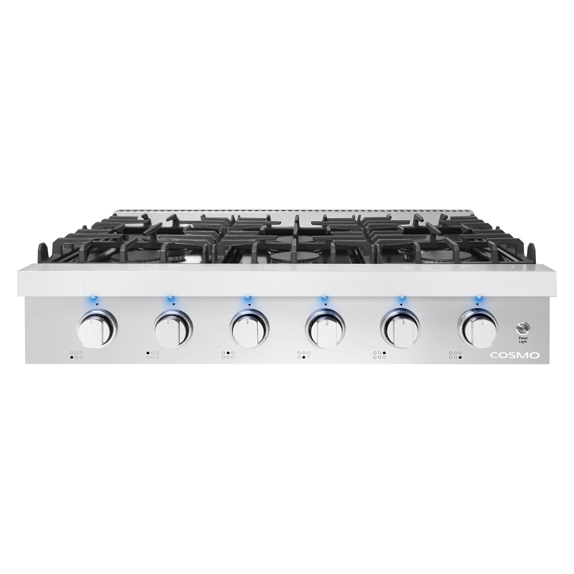 36-Inch Stainless Steel Gas Cooktop with 6 Burners