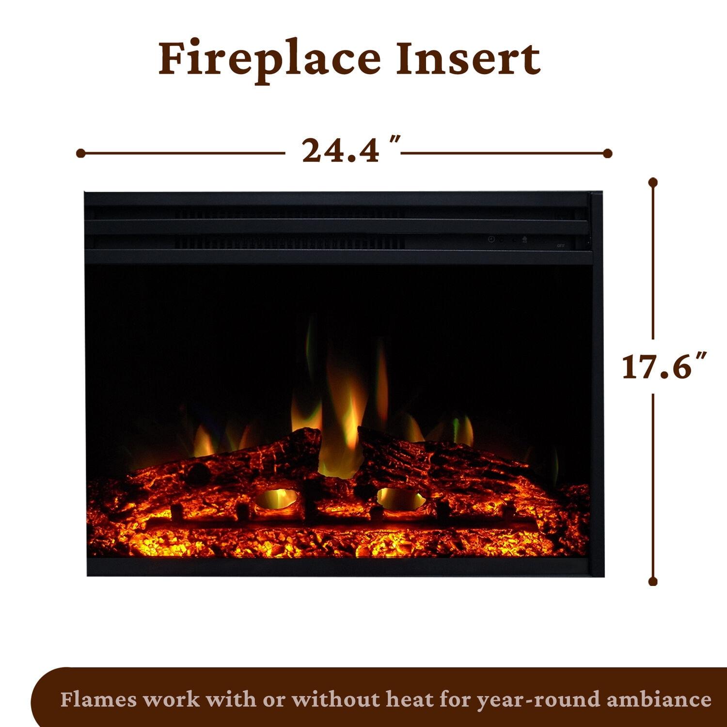 Cambridge Sienna 34'' Freestanding Electric Fireplace with Remote| Multi-Color Flame| Log Insert | White Mantel | For Rooms up to 210 Sq.Ft. | Adjustable Heat Settings | Timer