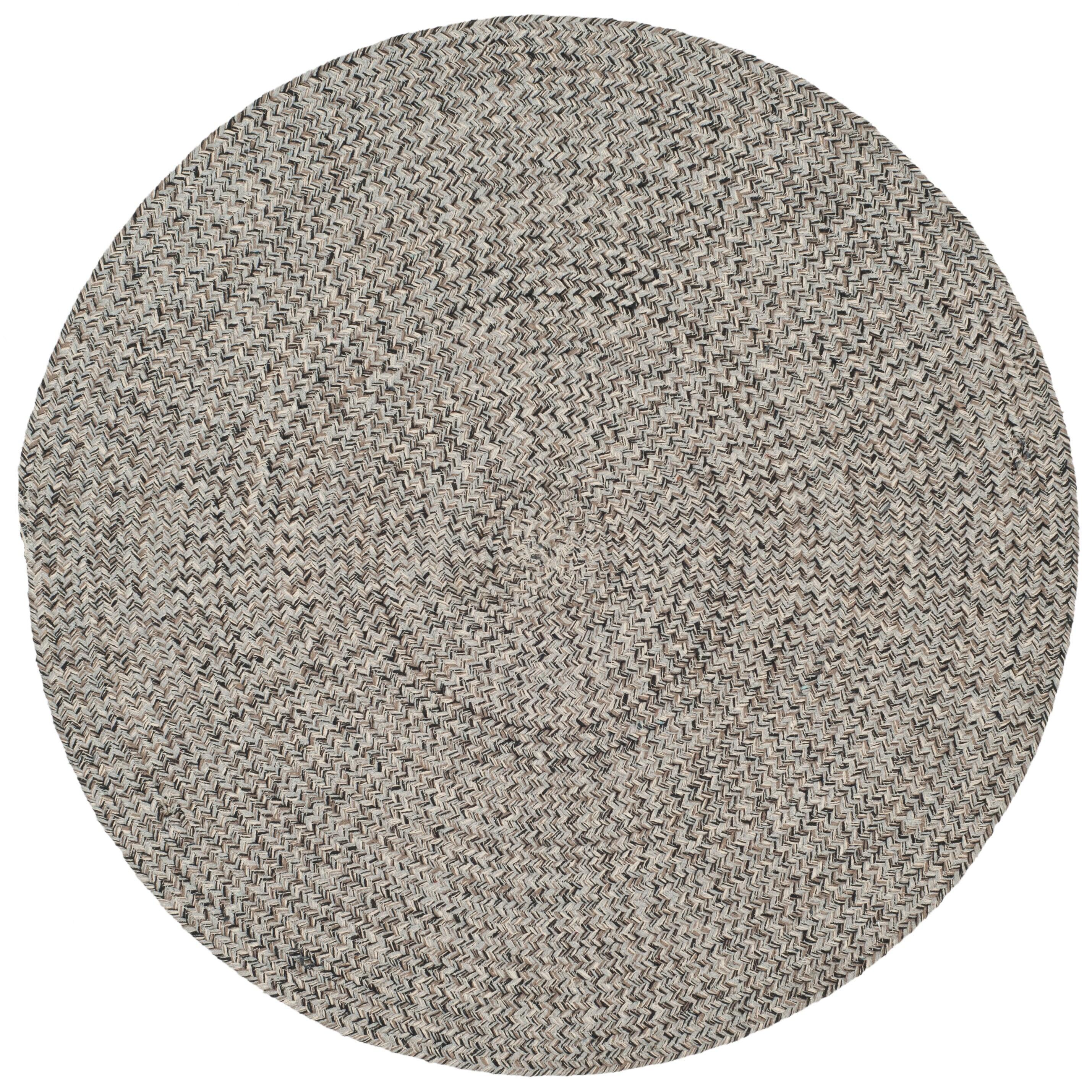 Braided BRD256 Hand Woven Indoor Accent Rug - Ivory/Steel Grey - 3' Round - Safavieh