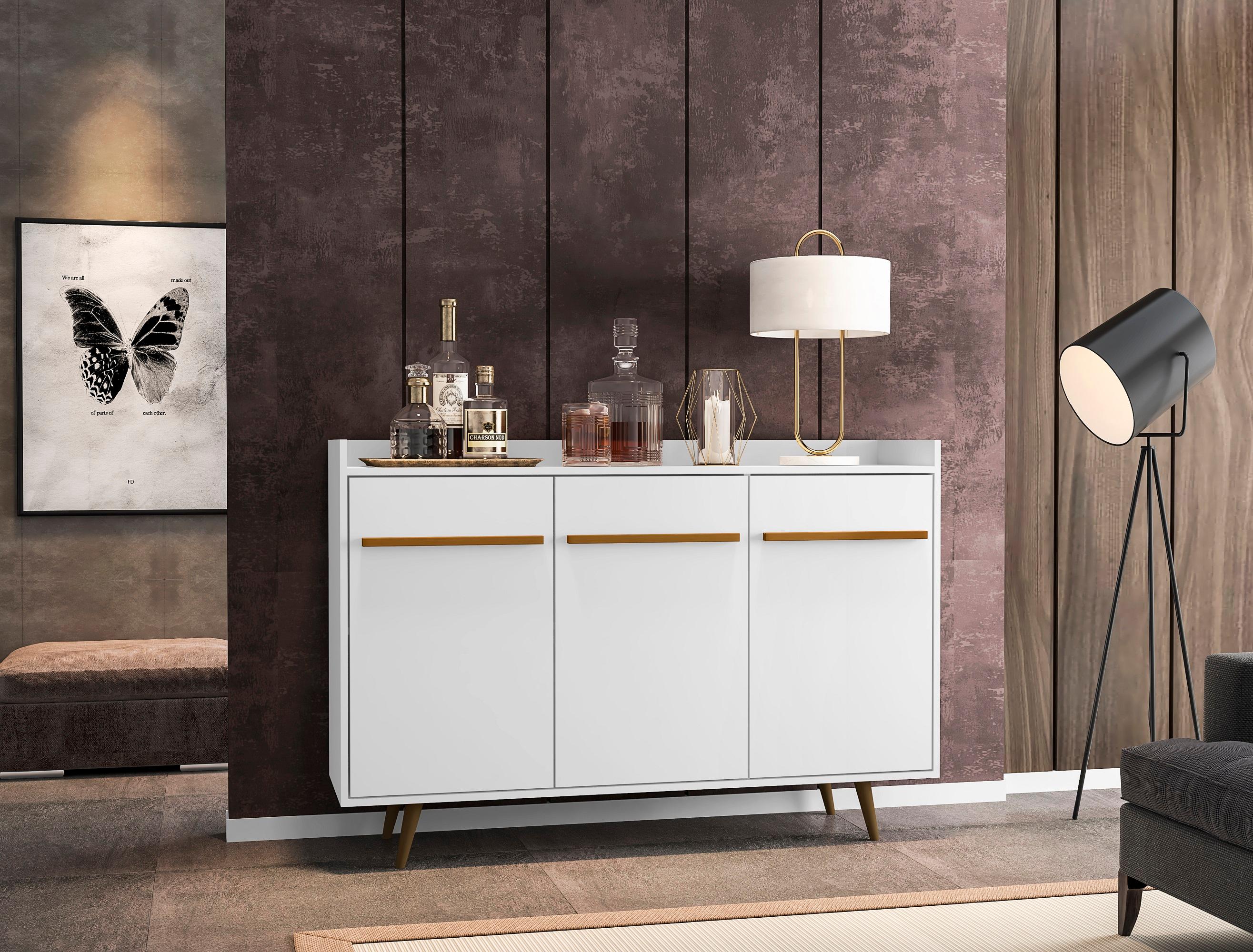 53.54" Bradley Buffet Stand White - Manhattan Comfort: Mid-Century Modern Storage Console