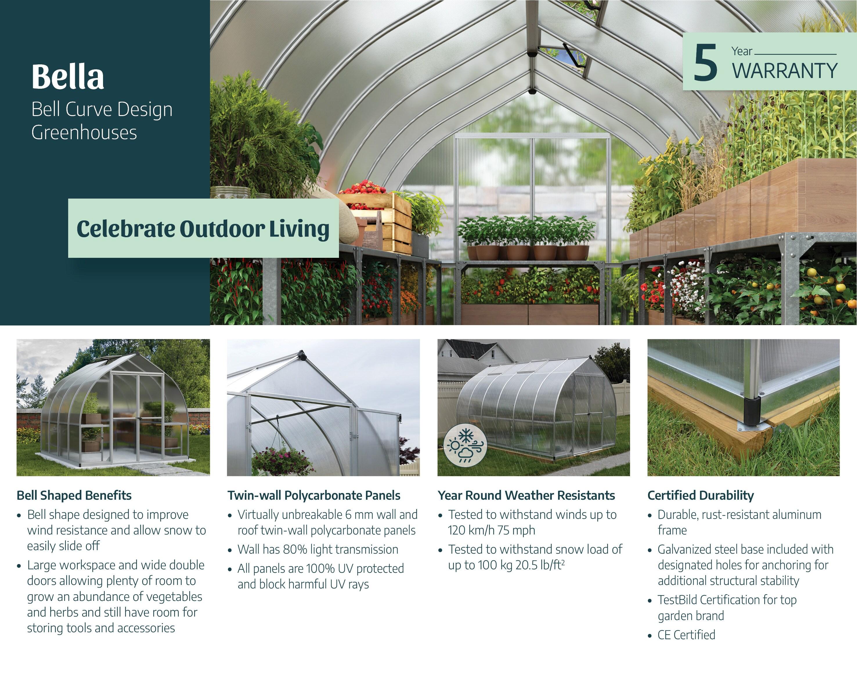 Palram - Canopia Bella 8 ft W Greenhouse