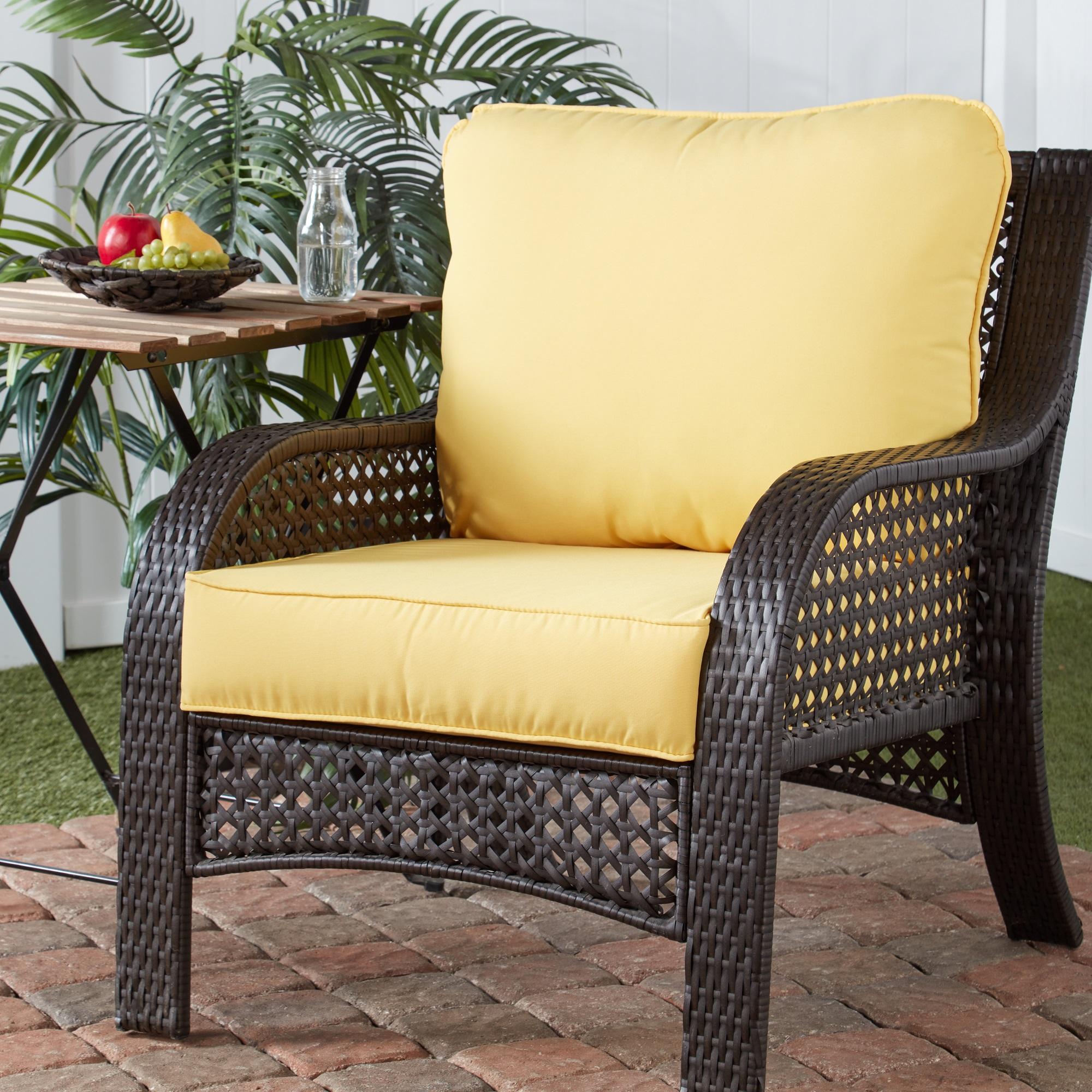 Greendale Home Fashions 2-Piece Solid Sunbeam 24"W Premium Deep Seat Cushion Set
